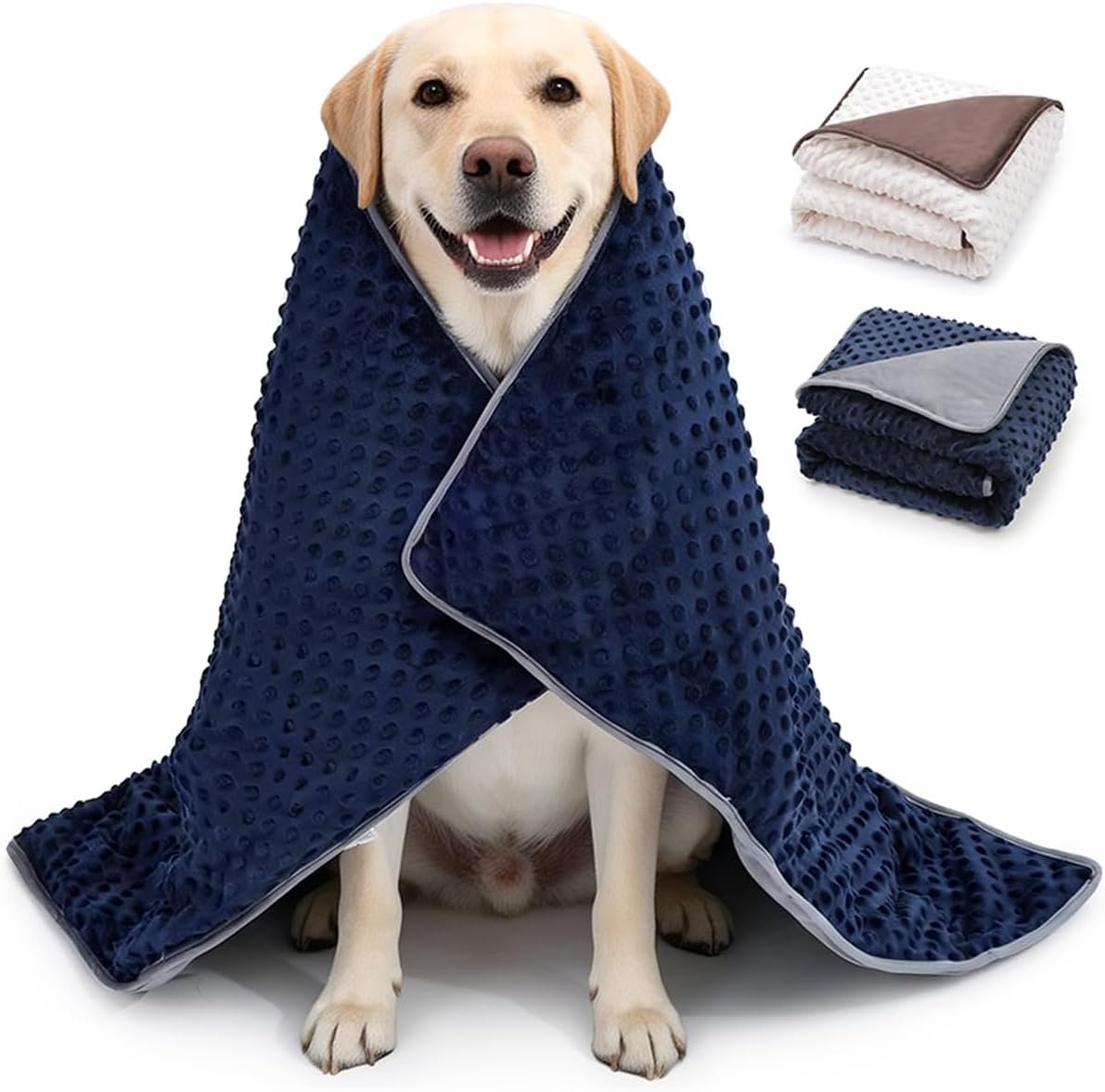 Weighted Blanket for Dogs, Calming Dog Anxiety Blanket, Dark Blue, M