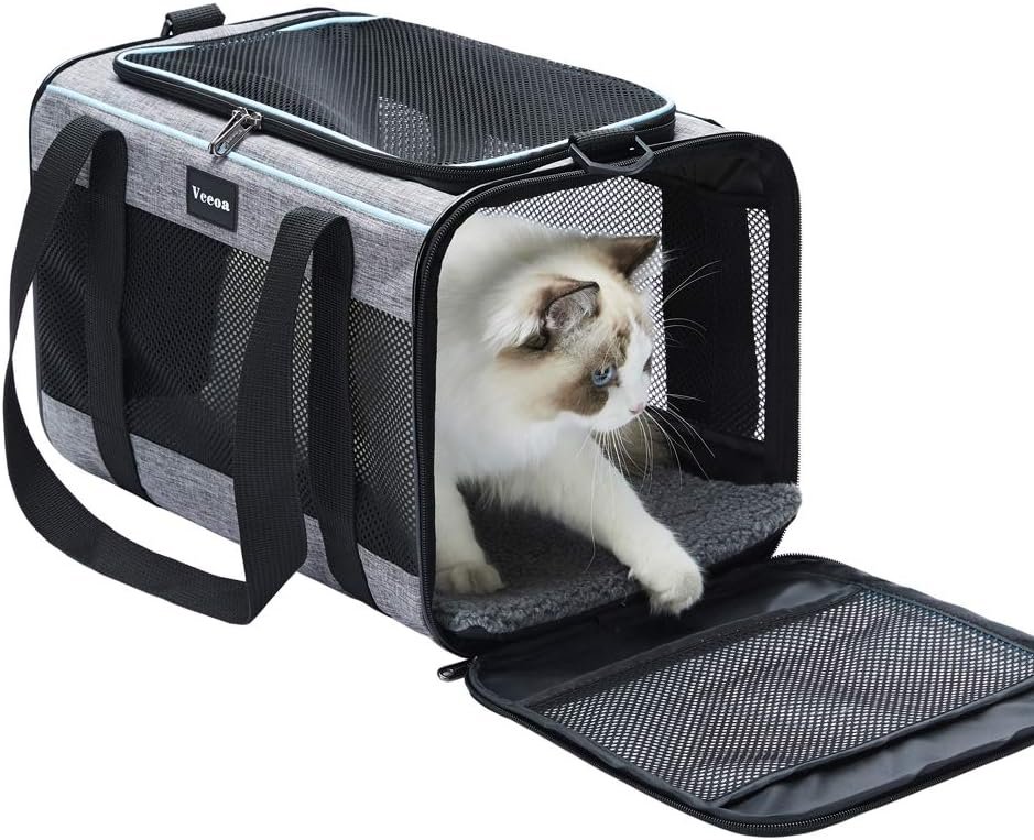 Vceoa 17.5″x11″x11″ Pet Carrier for Cats