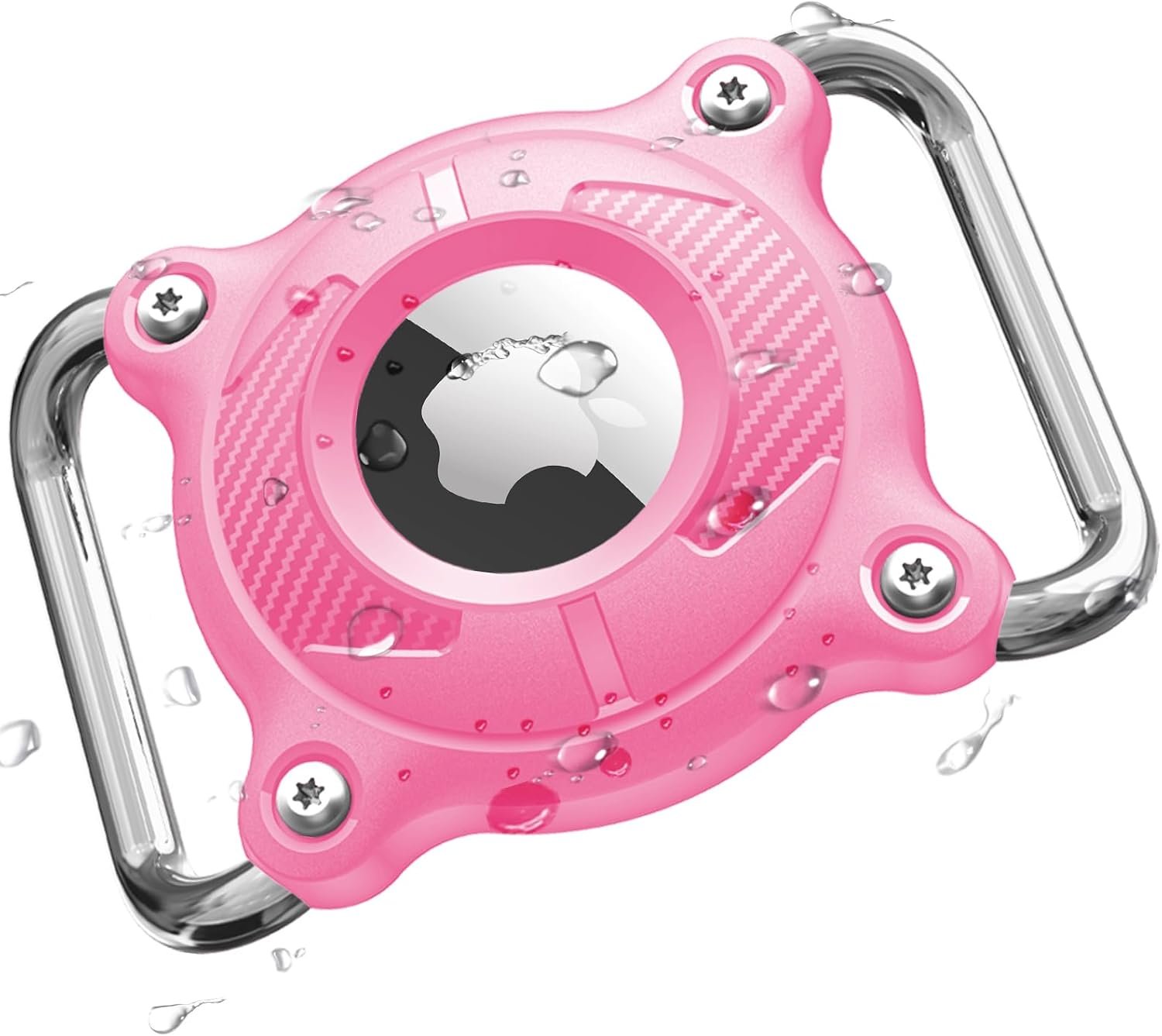 Airtag Dog Collar Holder | Airtag Dog Collar Waterproof – Airtag Holder for Dog Collar – Dog Airtag Holder with Removable Metal Loop, Light Weight fit Width3cm/ Thick4.5mm Air Tag Dog Collar, Pink, 1