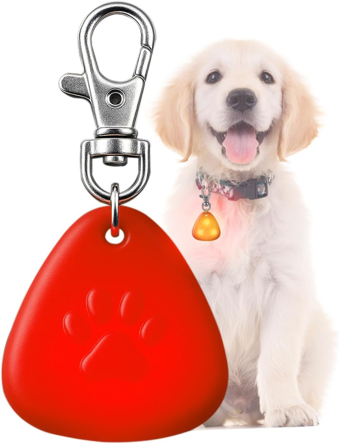 QUELIEN LED Dog Collar Light, Clip-On Dog Safety Light for Night Walking, High Visibility Light Up Dog Collar Accessory for Summer Camping & Hiking, Lightweight for All Pets, Red
