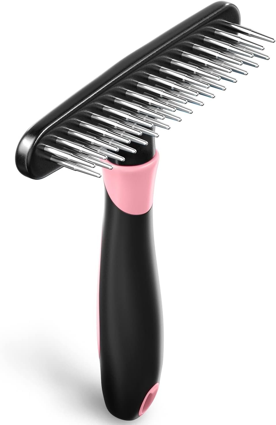 Dog rake deshedding dematting Brush Comb – Undercoat rake for Dogs, Cats, matted, Short,Long Hair Coats – Brush for Shedding, Double Row Stainless Steel pins – Reduce Shedding by 90% (Pink)