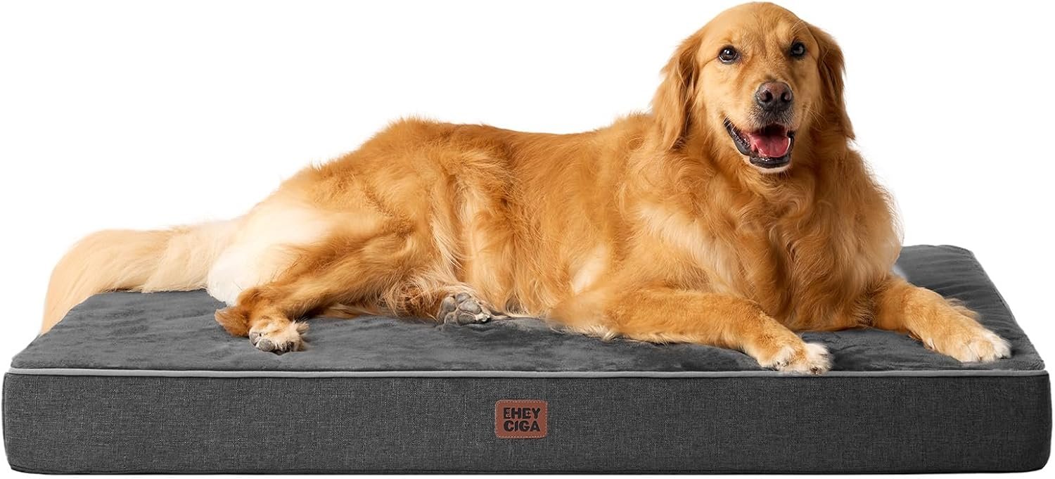 EHEYCIGA XL Orthopedic Dog Crate Bed Washable, 41x27Inch, Dark Grey