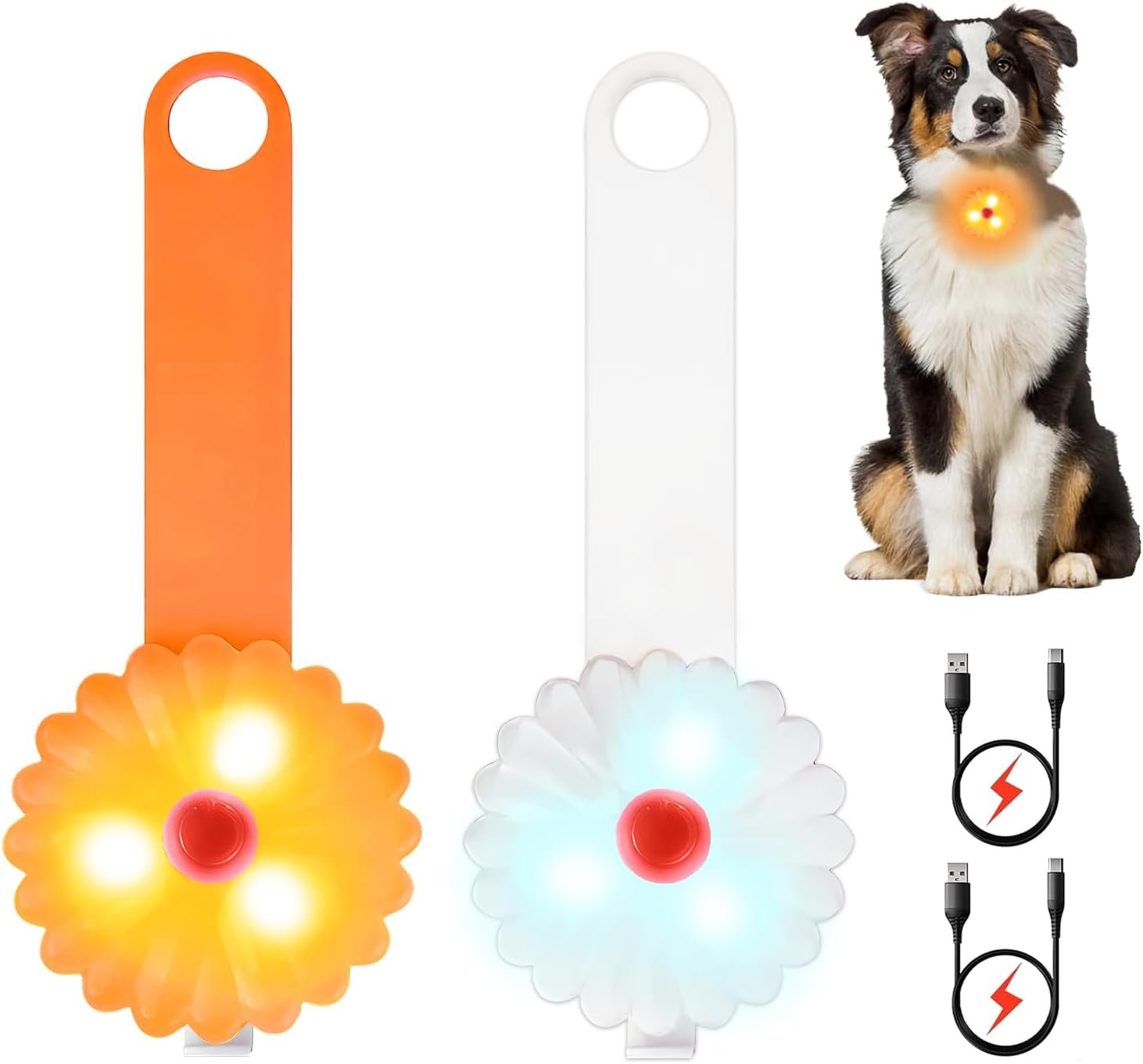 AHJ Dog Collar Light, 2 Pack Dog Safety Lights for Night Walking, USB-C Rechargeable Dog Light Clip-On LED for Kids’ Backpacks, Dogs, Runners, Joggers, Cyclists, Camping & Hiking