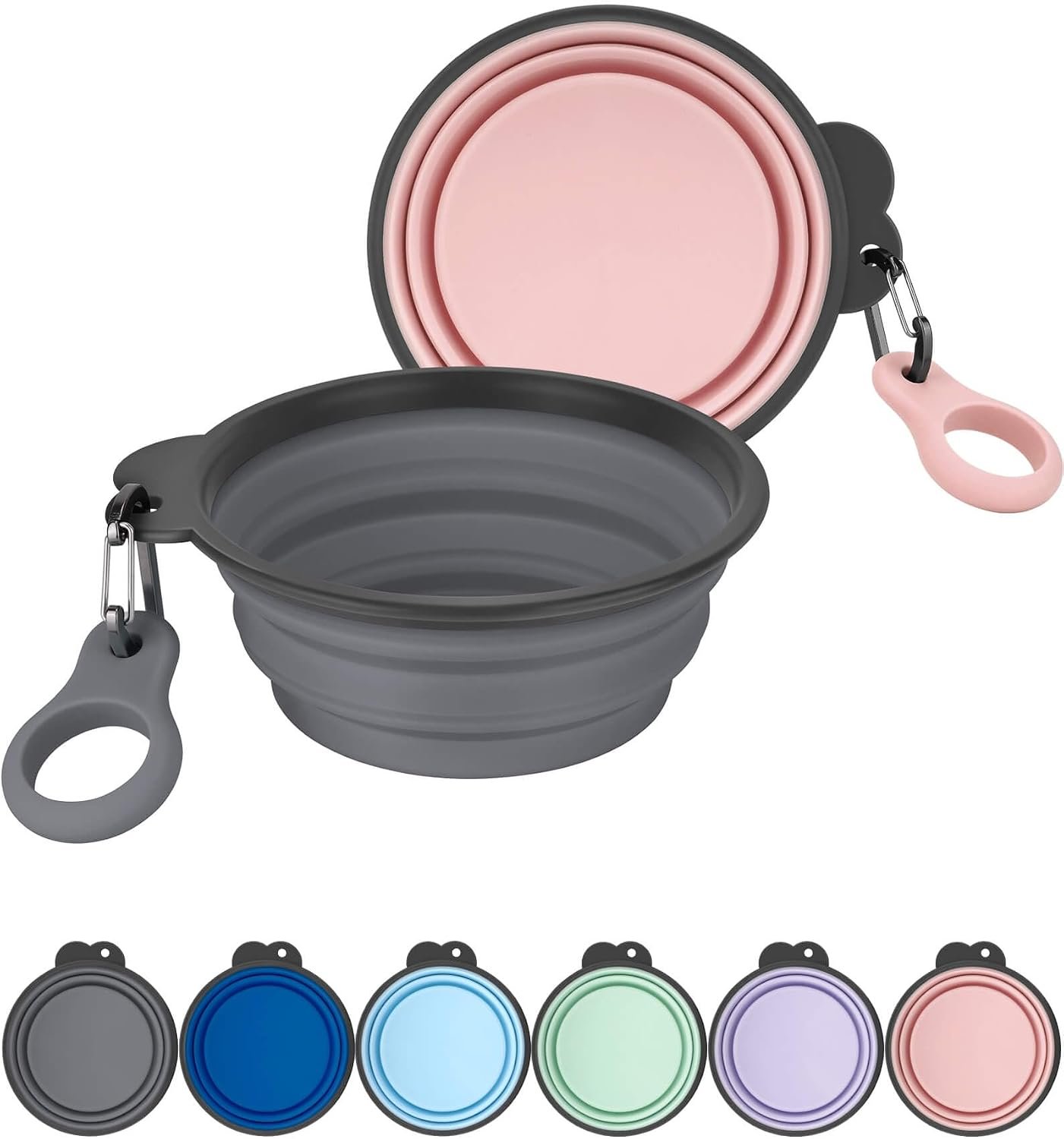 AONKEY 2 Pack Collapsible Dog Bowls with Bottle Carrier(Small 15oz)