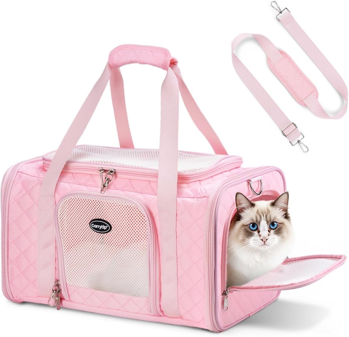 Cat Carrier Airline Approved, Soft Pet Carrier, 17x11x9.5 in, Pink