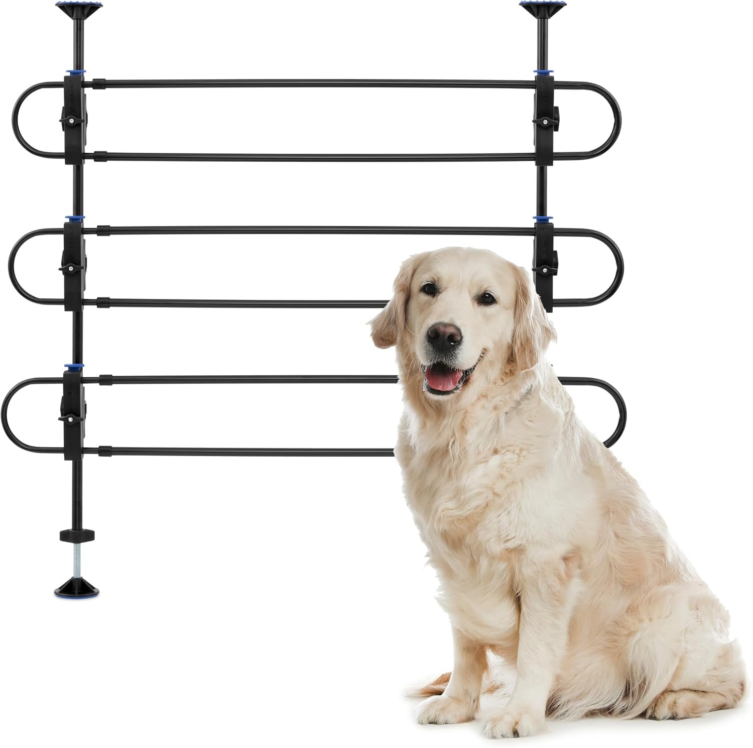 PetSafe Happy Ride Metal Dog Barrier – See-Through Tubular Design – Fits Most Cars, Minivans and SUVs – Keep Pets in The Back – Easy to Store in Vehicles