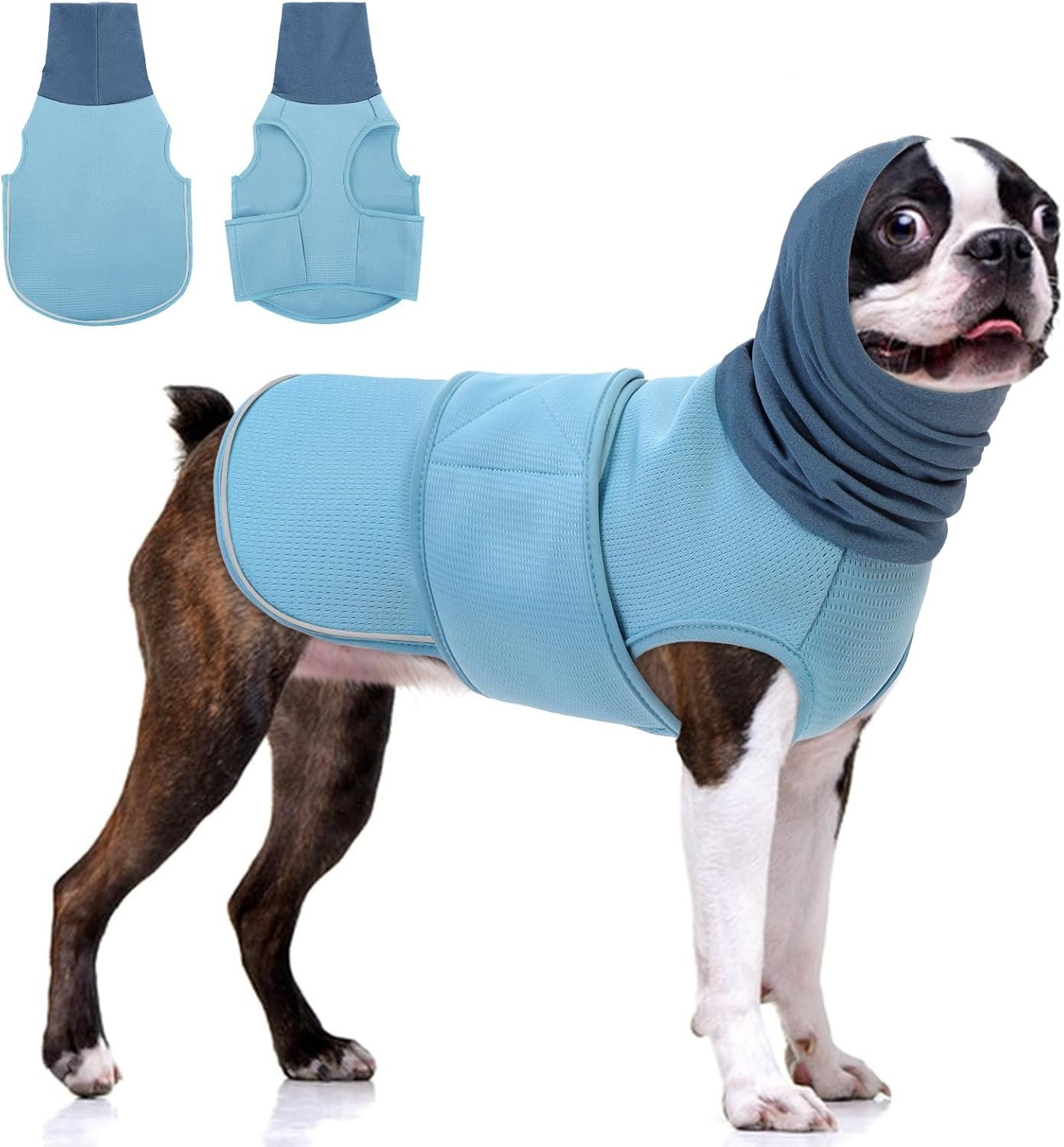 KOESON Reflective & Soft Dog Anxiety Vest with Ear Wraps for Thunderstorm