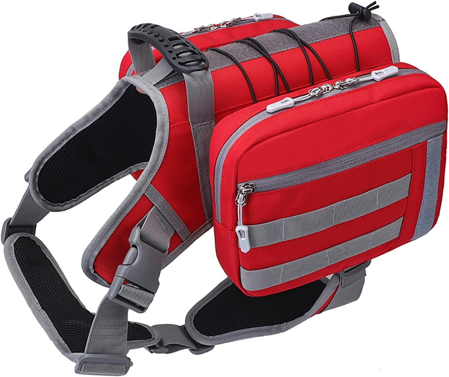 BYGD Red Tactical Backpack for Hiking for Large Dogs