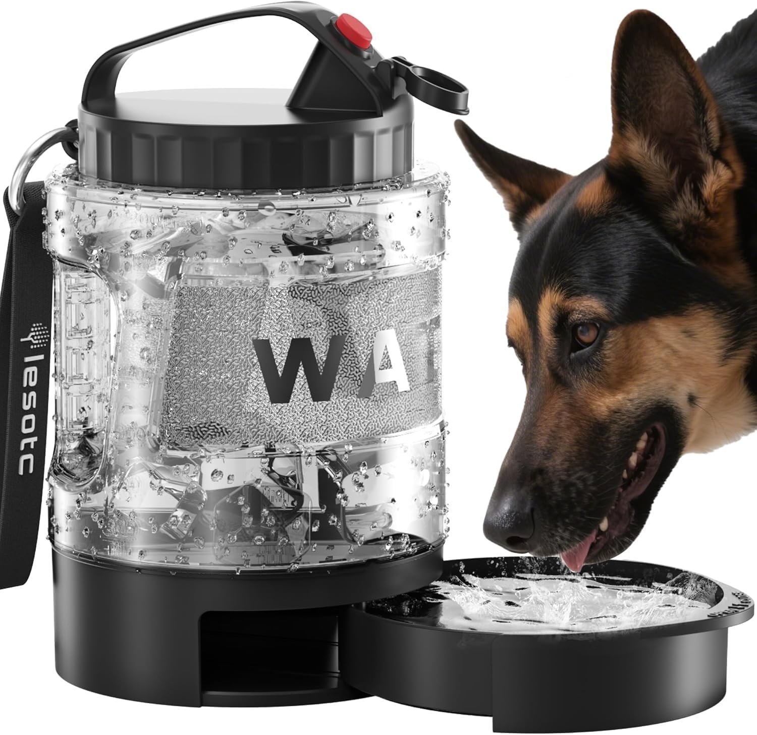 lesotc Portable Dog Water Bowl Dispenser – 77oz Travel Water Bottle