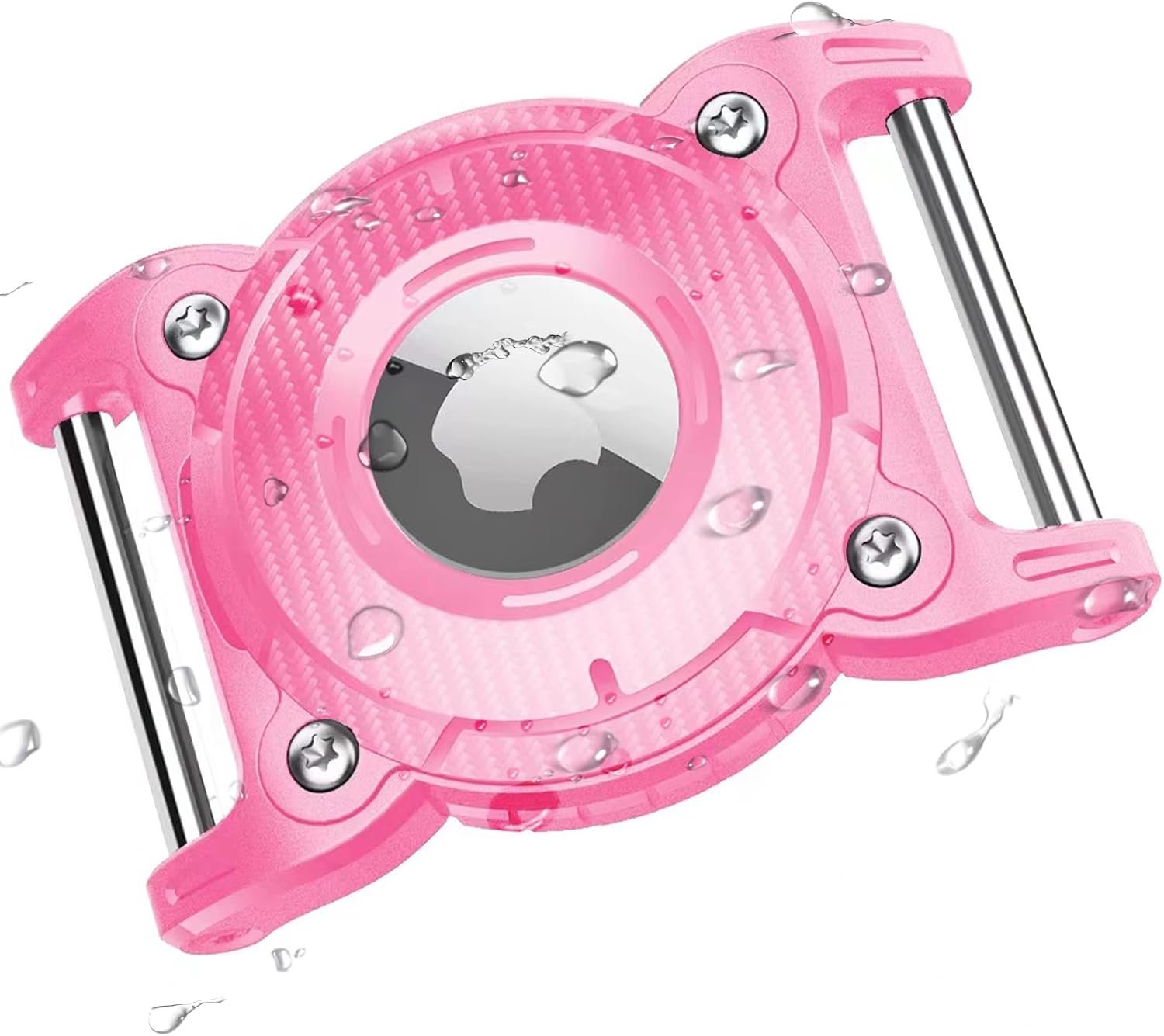 ONEONTA Airtag Dog Collar Holder | Airtag Dog Waterproof – Airtag Holder for Dog Collar with Removable Metal Loop, Sturdy TPU, Lightweight, Compact Size, Fits 1″ Width Collar, Pink