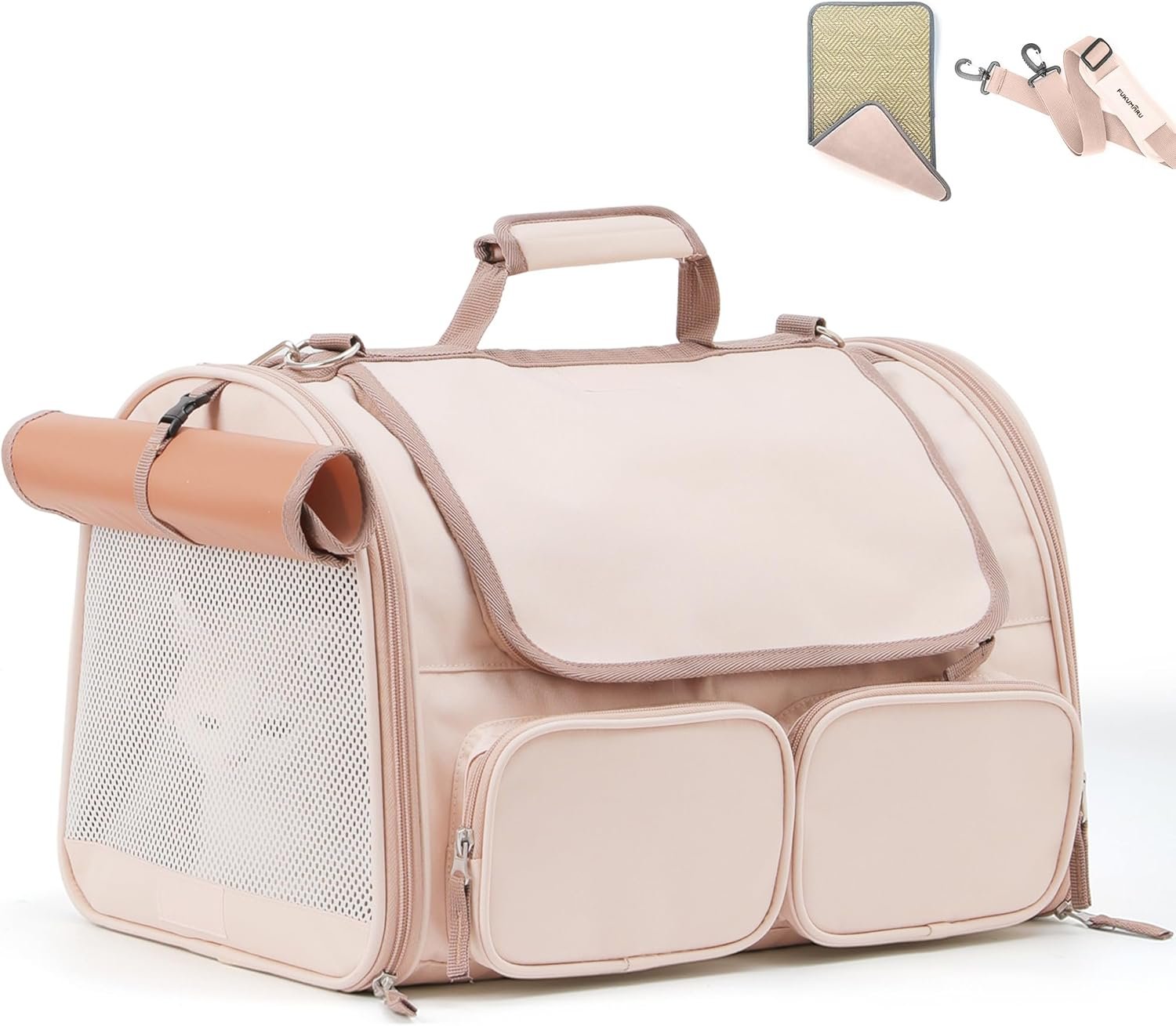 FUKUMARU Cat Carrier, Airline Approved Dog Carrier with Rollable Cover