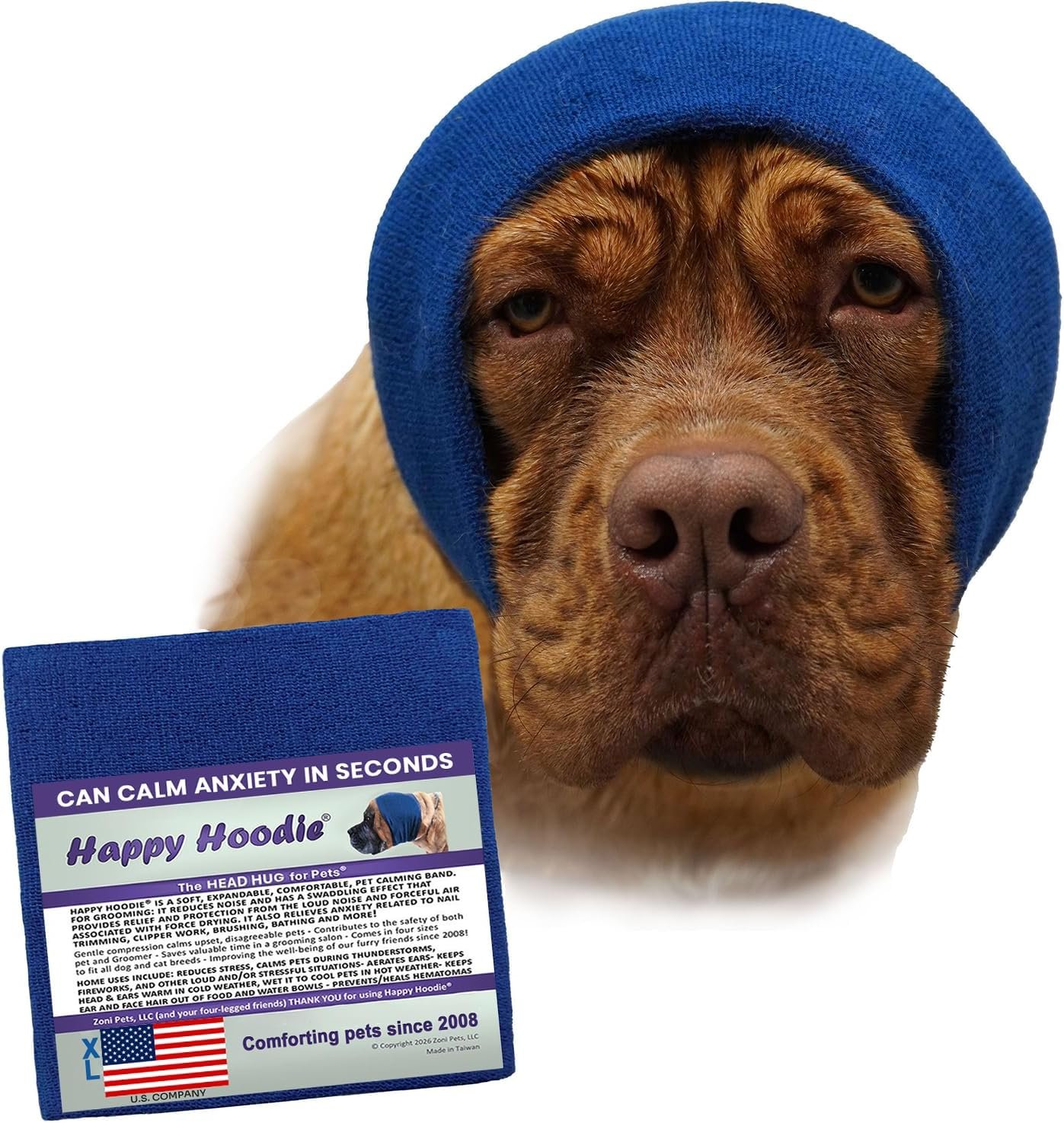 Happy Hoodie The Original Dog & Cat Calming Band for Noise & Anxiety Relief