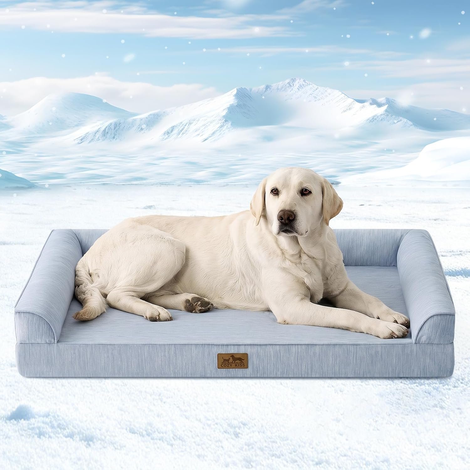 COZY KISS Cooling Dog Bed for Large Dogs, 42″ Orthopedic Pet Sofa