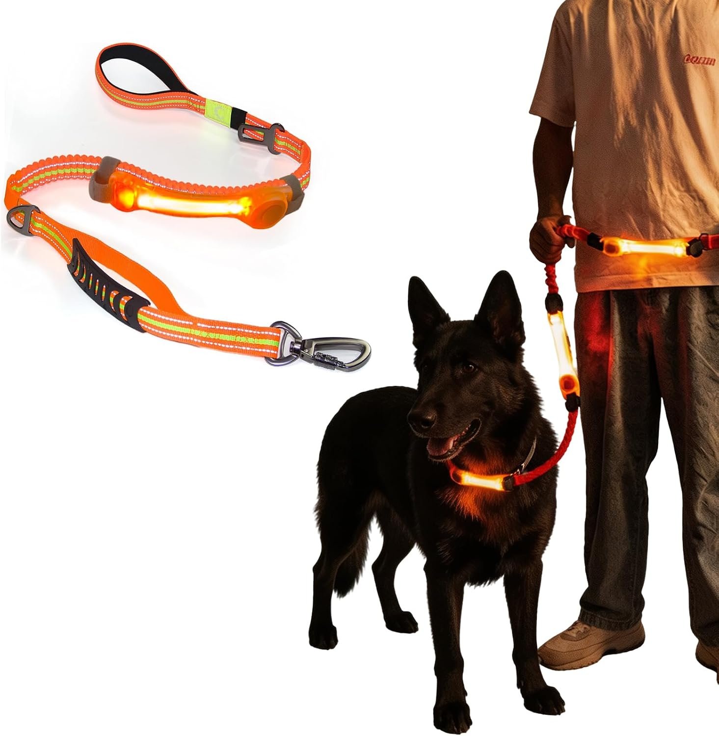 LED Dog Leash with Light Heavy Duty for Large Dogs Night Walking