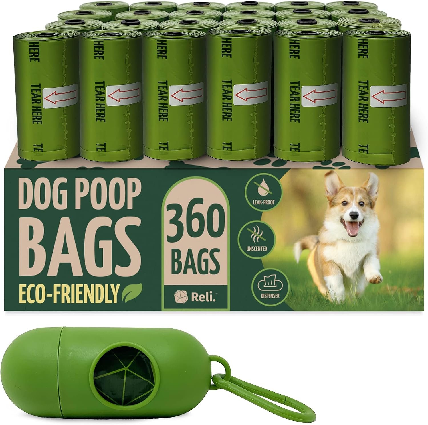 Reli. Poop Bags Rolls | Dog Poop Bags for Dogs (360 Count)
