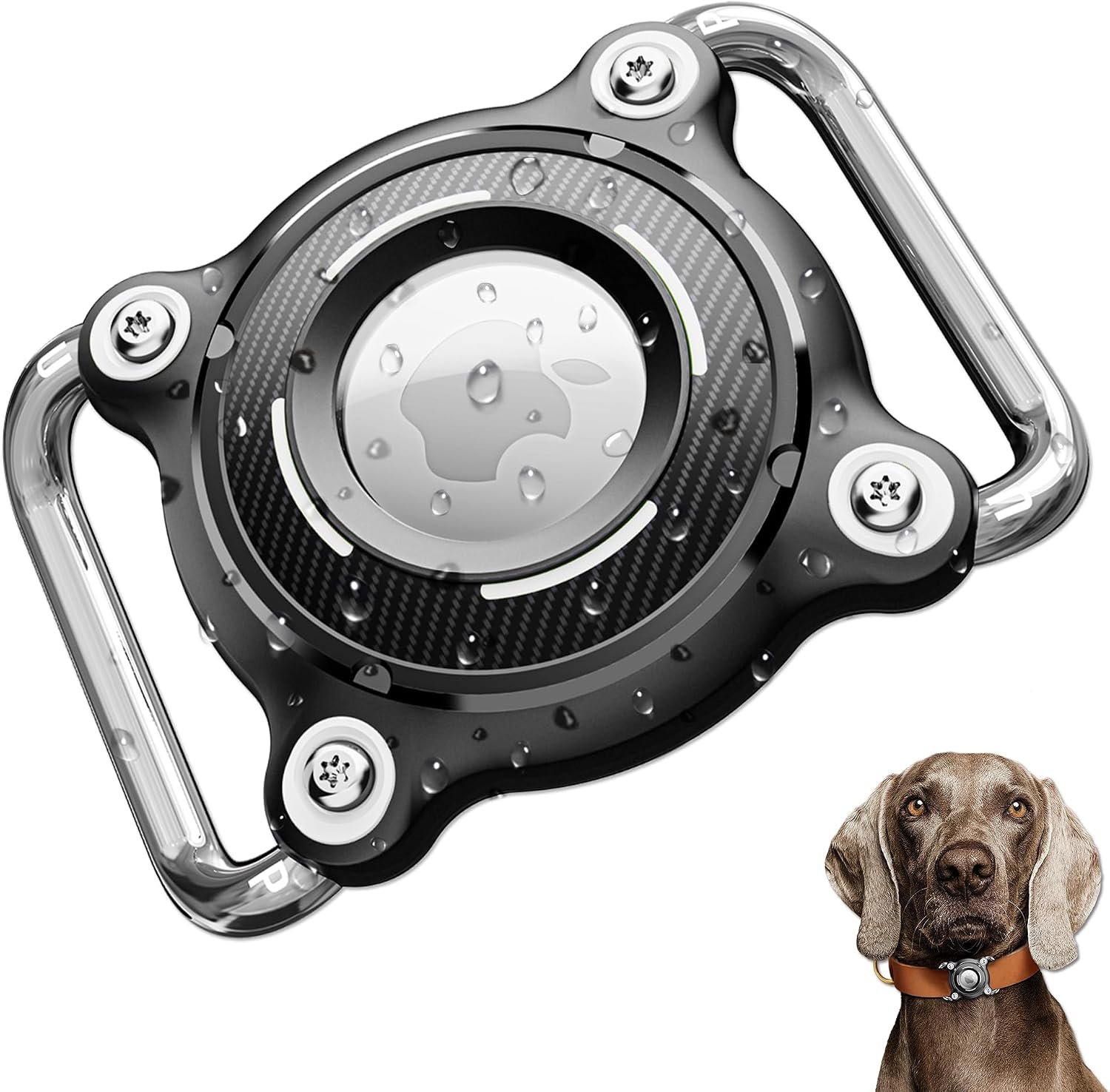 SCALLOP for Airtag Holder for Dog Collar – IP68 Waterproof Airtag Dog Collar Holder with Removable Metal Clip, Sturdy TPU for Apple Airtag,Fits 0.7-1.3″ Width Medium Large Collars