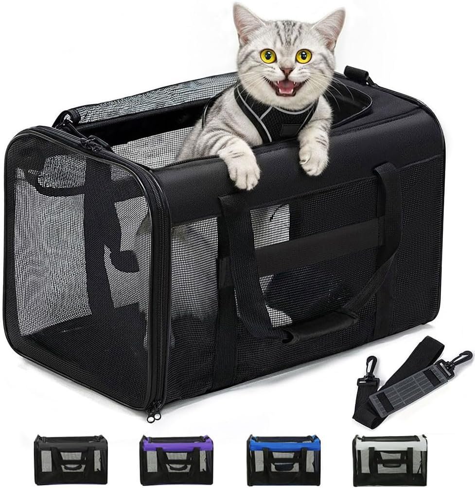 Conlun Cat Carrier Bag,Soft-Sided Pet Carriers for Dogs,M,Black