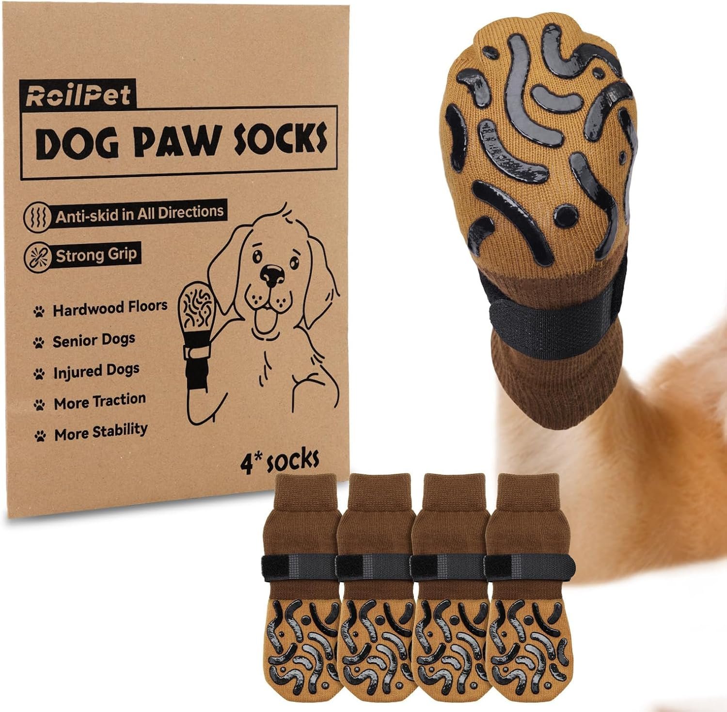 Non Slip Dog Socks for Hardwood Floor Senior Dogs Double Sided Grip