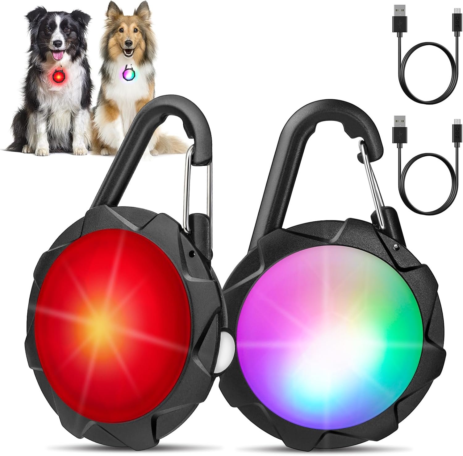 Super Bright Dog Collar Light for Night Walking, 4 Modes, Waterproof, 2 Pcs