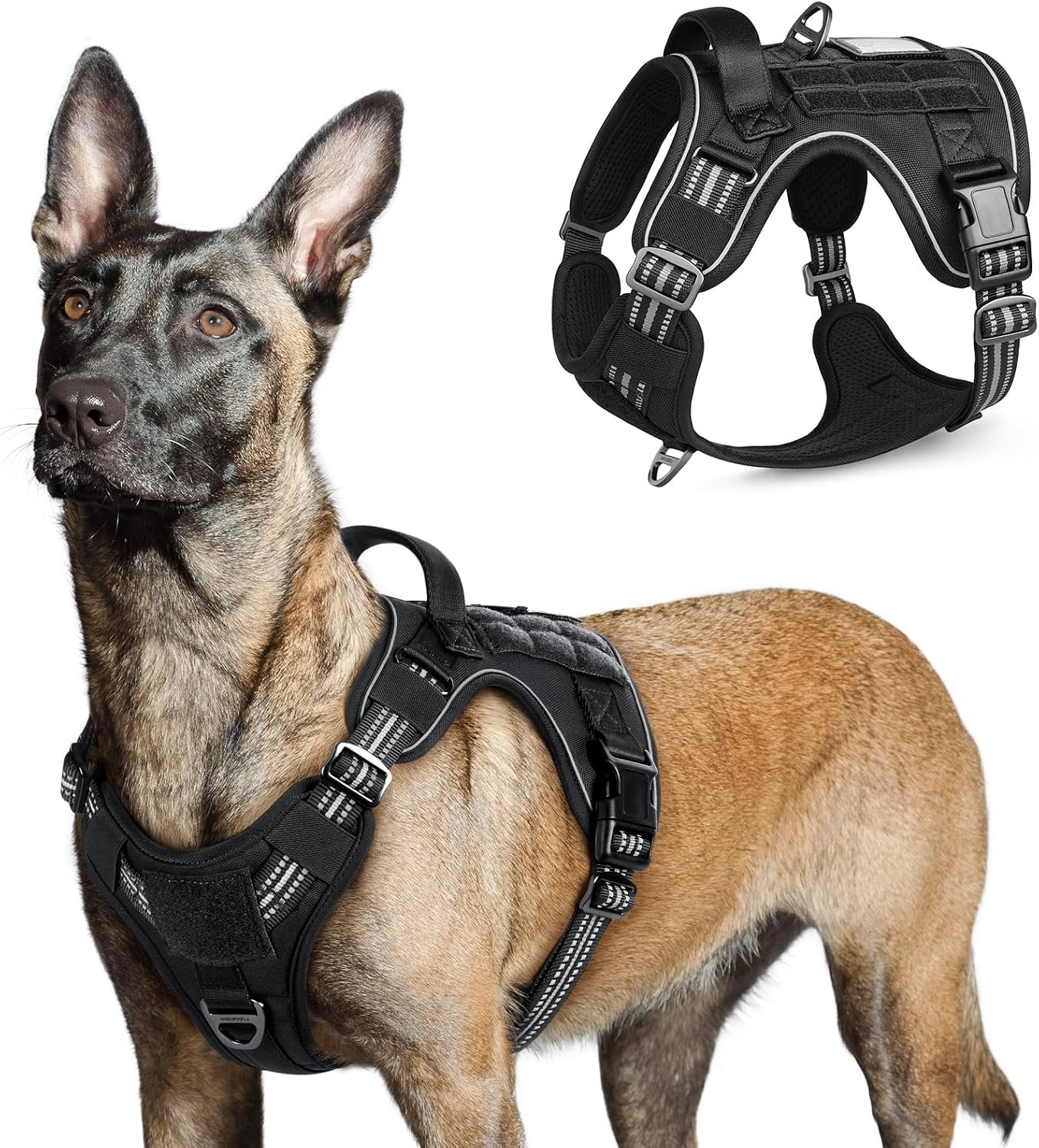 rabbitgoo Tactical Dog Harness for Large, No Pull Military Service Vest