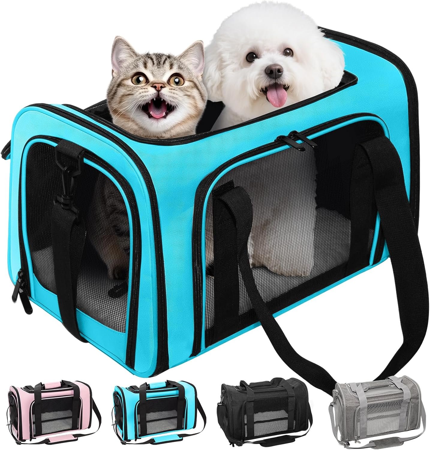 Soft-Sided Cat Carrier 18x11x11 in Expandable Travel Pet Bag 15LBS