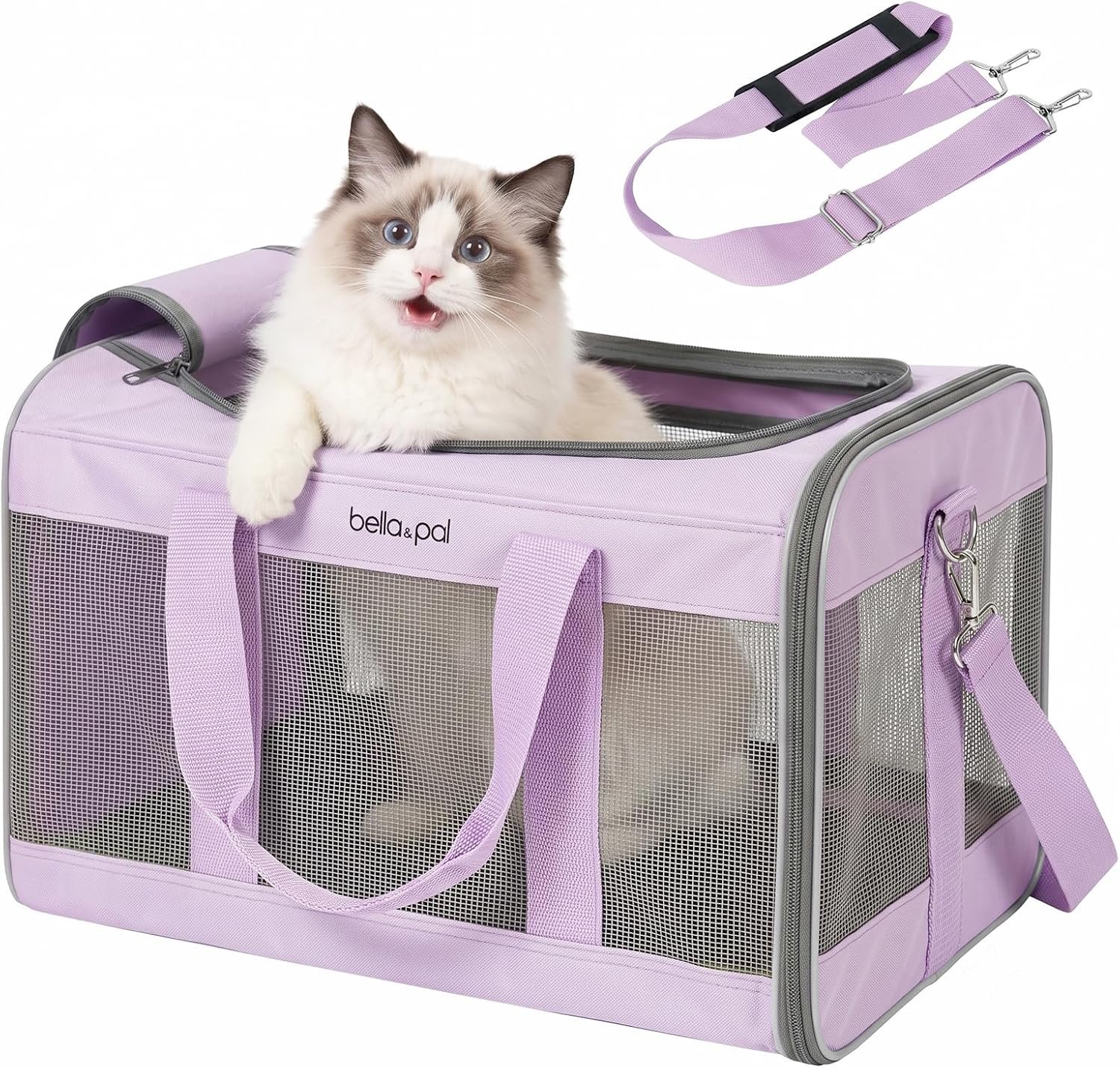 BELLA & PAL Cat Carrier Travel Bag, Airline Approved Soft-Sided Cat Carrier