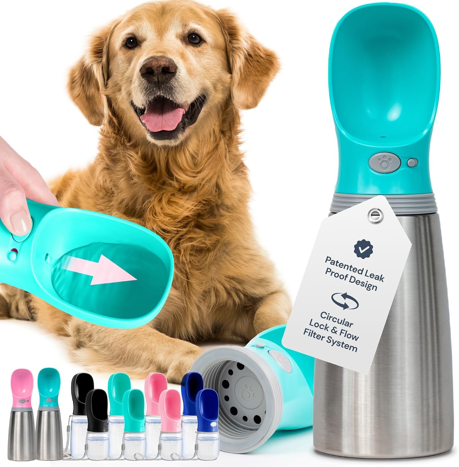 MalsiPree Insulated Dog Water Bottle – 24 oz Blue, Stainless Steel