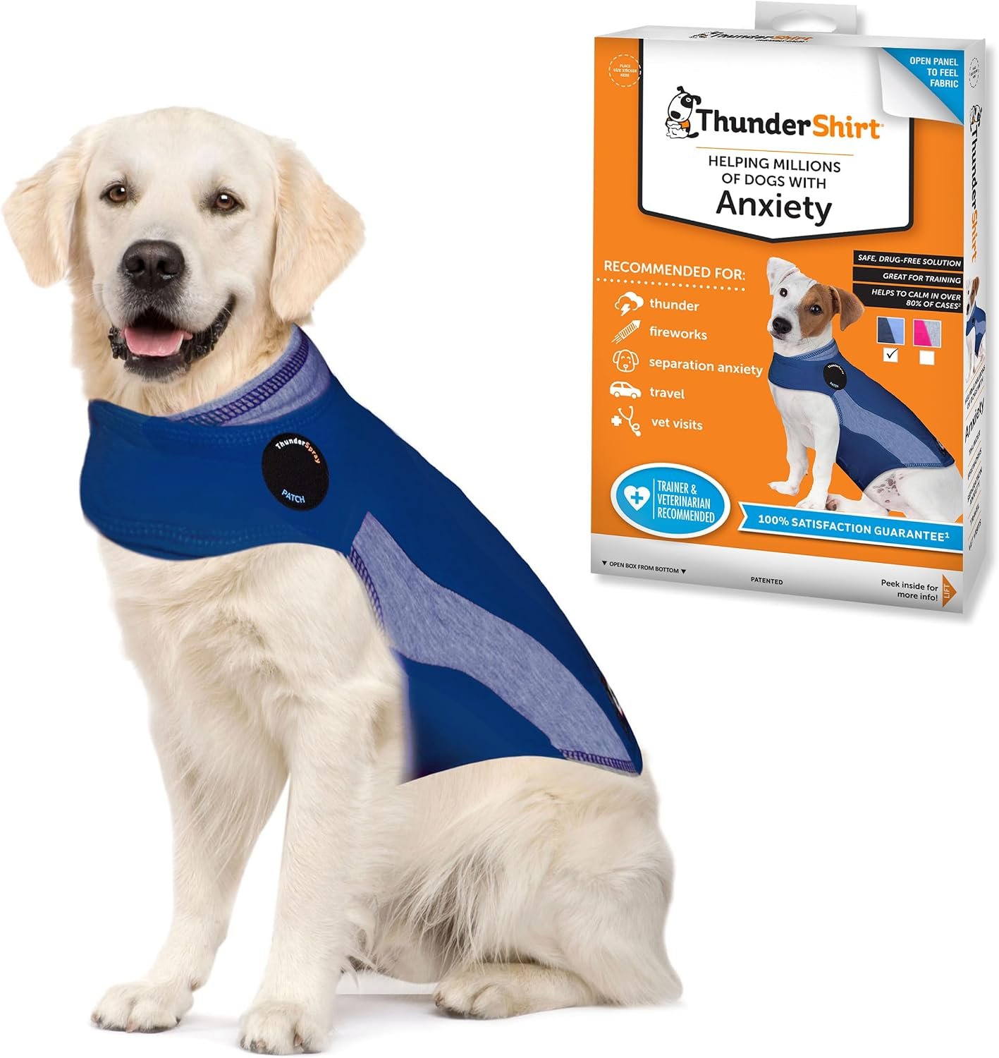 ThunderShirt for Dogs Calming Anxiety Vest, X Large, Blue Polo