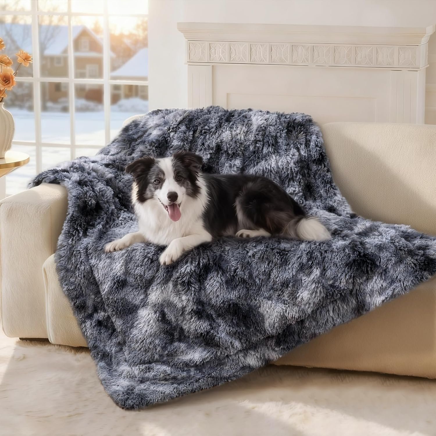Luciphia Calming Waterproof Dog Blanket, Reversible Faux Fur Pet Blanket
