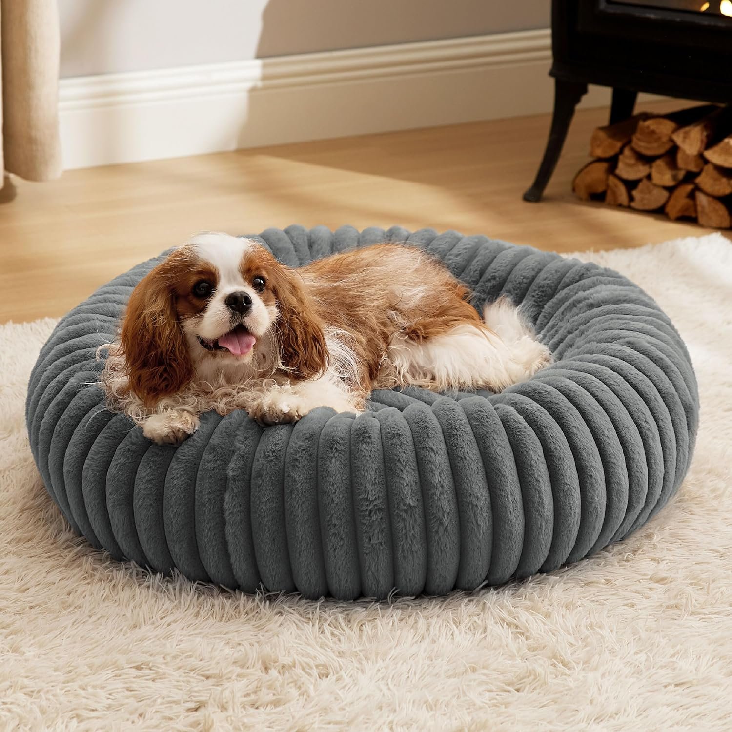 Bedsure ComfyFleece® Donut Dog Bed Medium Size Dog with Washable Cover