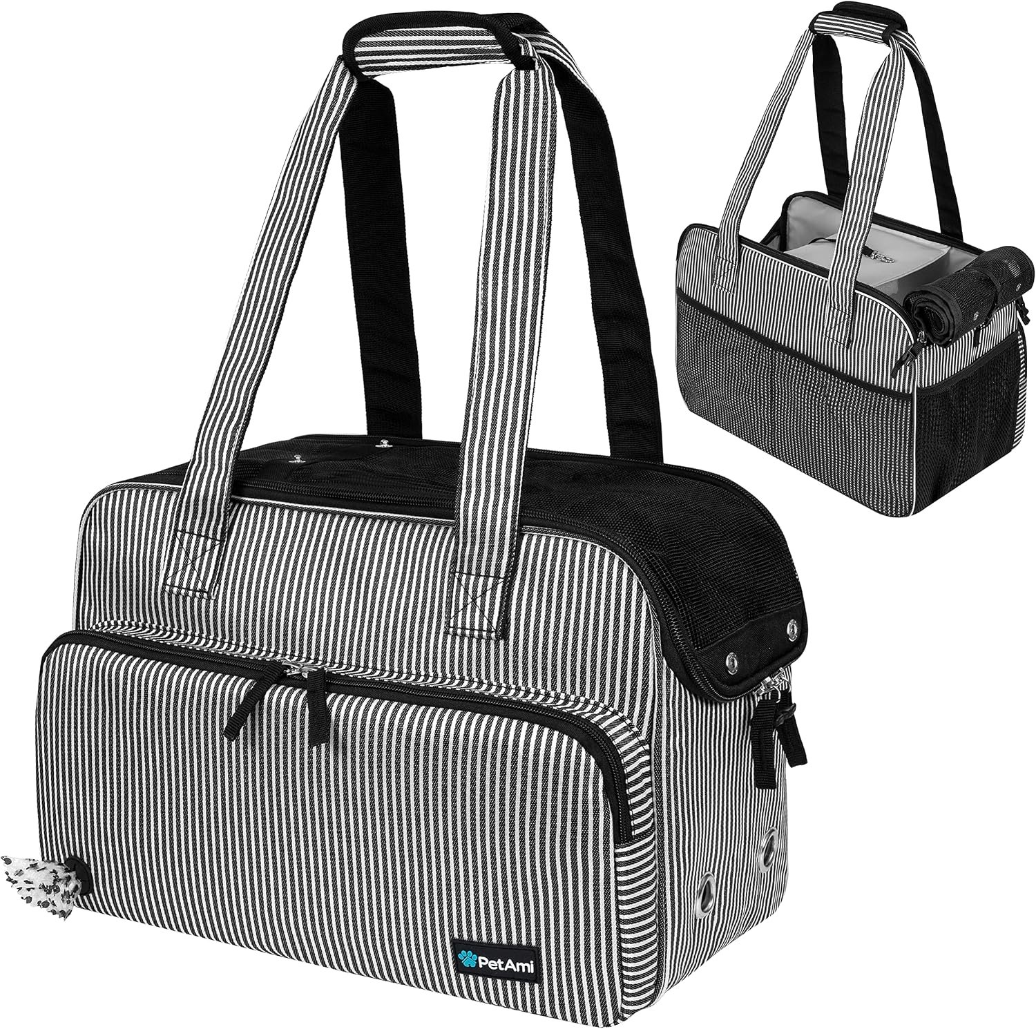 PetAmi Small Dog Purse Carrier, Airline Approved Soft Sided Tote, Stripe