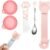 5 PCS Cat Food Can Covers Lids Set, Silicone Pet Food Can Lids with Multi-Function Cat Food Spoon and Opener, Cat Bar Squeezer, Stainless Steel Wet Food Spoon for Cats and Dogs (Pink) (Pink)