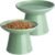 Ceramic Elevated Cat Food Bowls,6.2″ Wide,2-Pack,Green