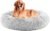 DUMOS 37.4×37.4 Inch Calming Donut Dog Beds for Large Dogs, Machine Washable Cuddler Warming Cozy Fluffy Faux Fur Plush Round Pet Bed Medium Sized Bed for Indoor Dogs and Cats, Grey