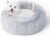 Calming Round Dog Bed & Cat Bed for Indoor Cats, Medium Size Washable Anti-Slip Anti-Anxiety Donut Dog Beds for Small Dogs & Cats, Fluffy Plush Soft Dog Bed(20 Inch, Light Grey)