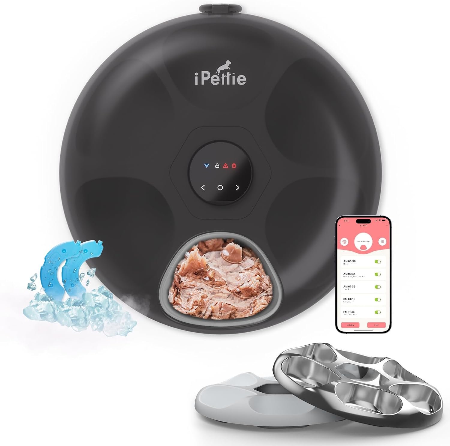 iPettie Donut Frost WiFi 6 Meal Automatic Wet Food Feeder with Ice Packs