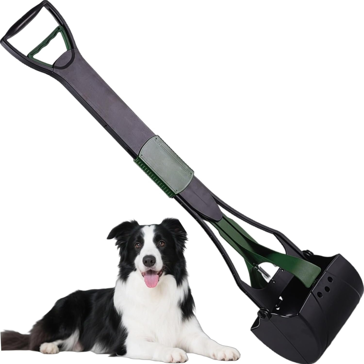 36″ Tall Pooper Scooper for Large Dogs Heavy Duty, Long Handle Poop Scoop for Yard, Grass, Gravel, Dog Poop Grabber with High Strength Material and Extra Wide Grip(Dark Green)