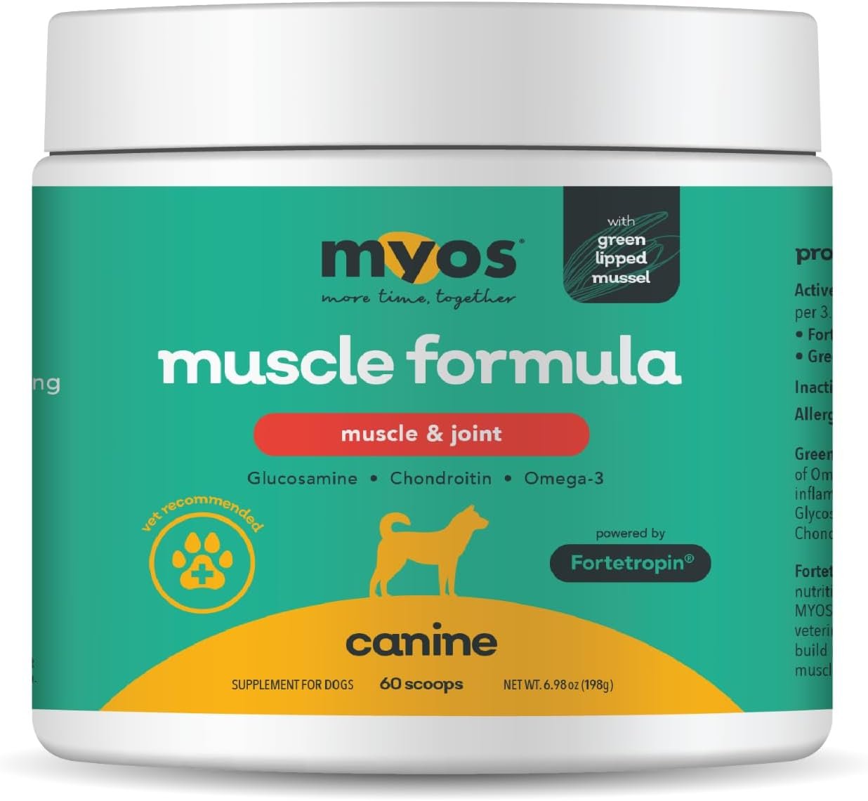 MYOS Muscle & Joint Dog Supplement – Dog Hip and Joint Supplement – 198g