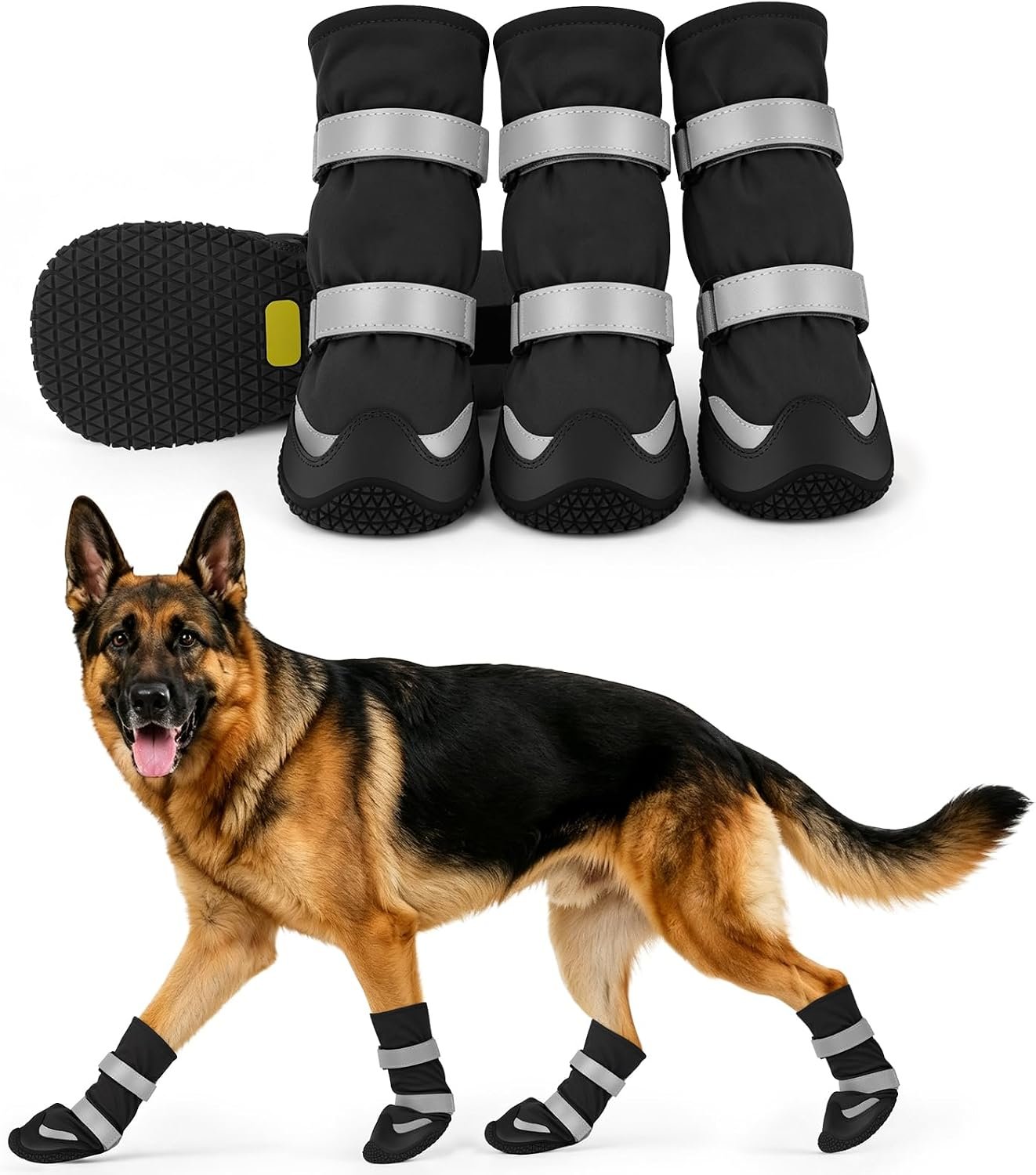 LUCKYPAW Dog Shoes for Winter Snow Waterproof Dog Boots with Fleece Lining
