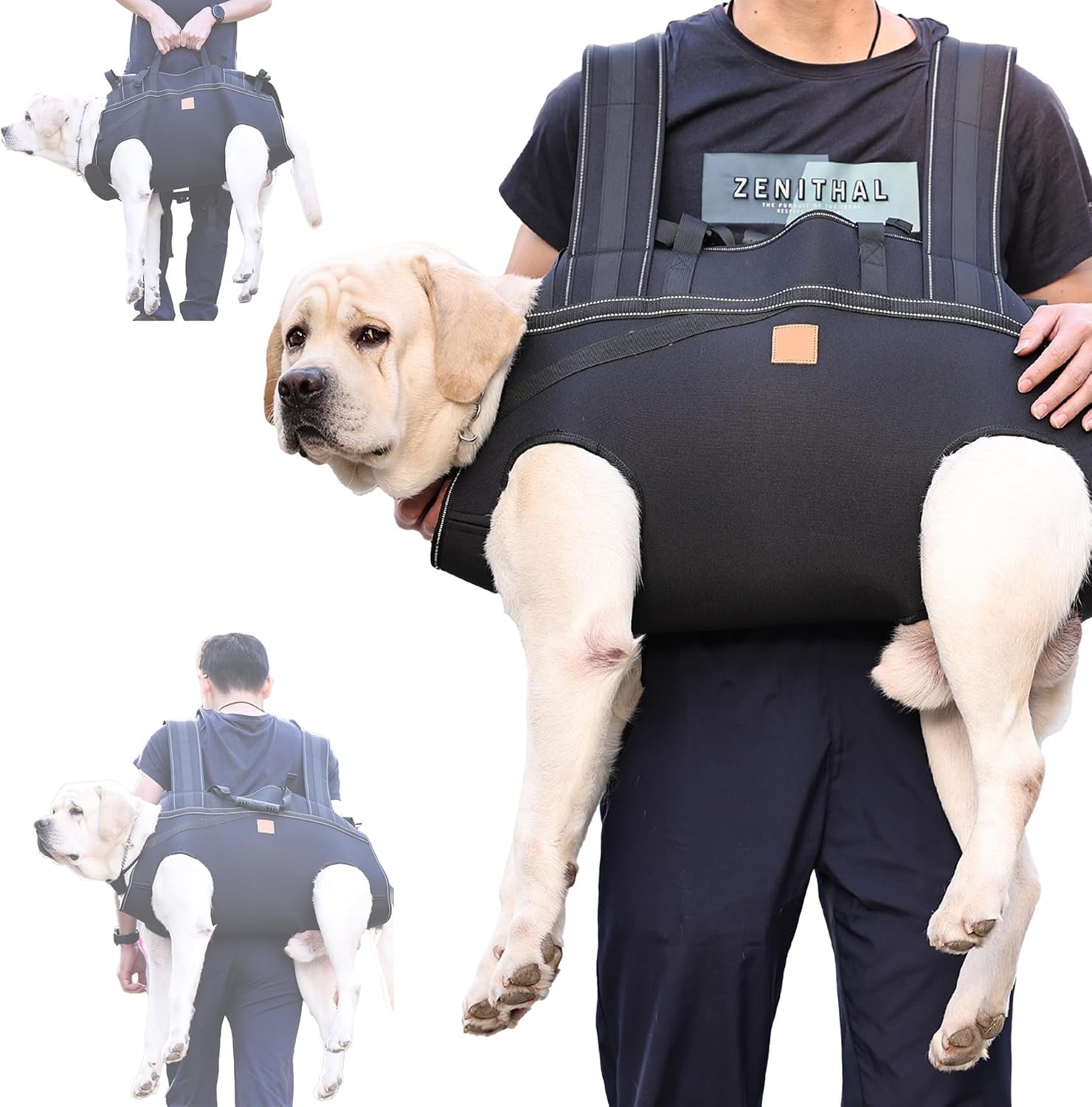 Dog Lift Harness Backpack Carrier for Large Dogs, Full Body Sling with Handle, Dog Harness for Joint Injuries, Arthritis, Ideal for Stairs, Elderly Dogs (X-Large 29-50LBS)