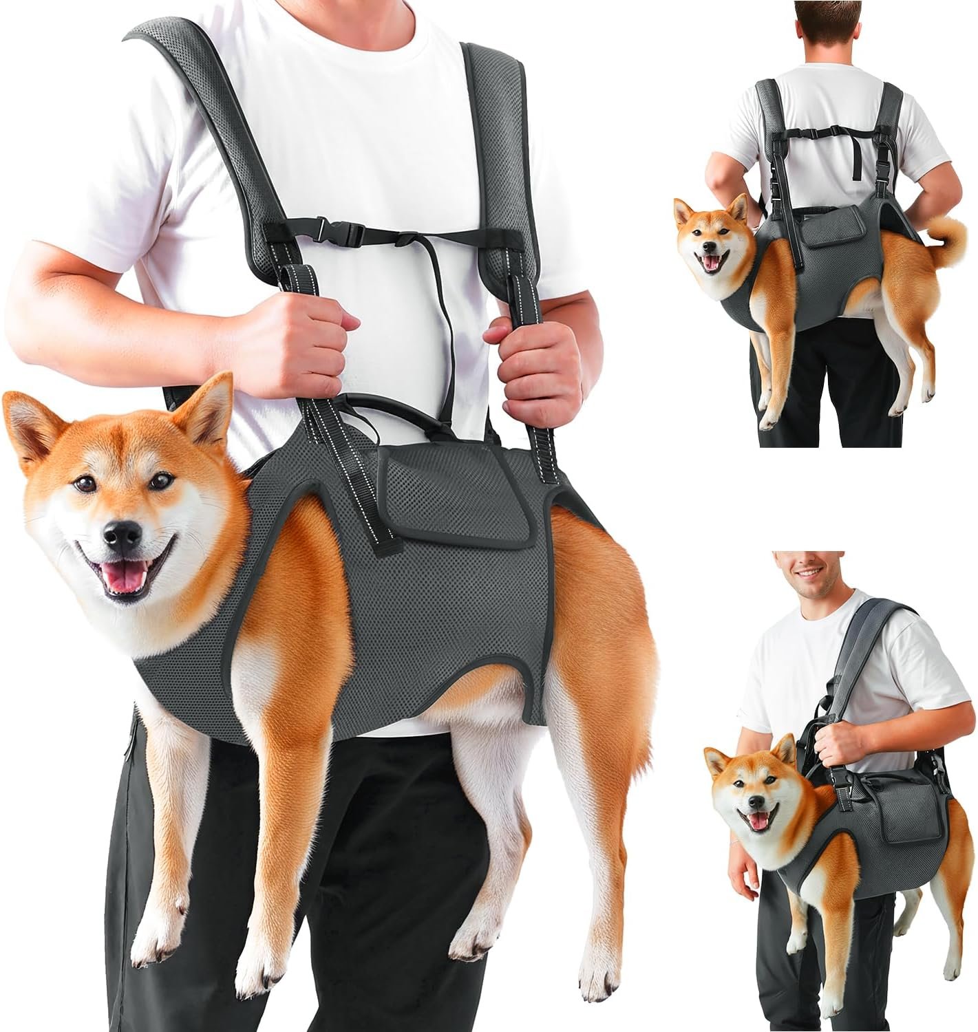 Nasjac Dog Lift Harness Carrier Backpack for Medium Large Dogs