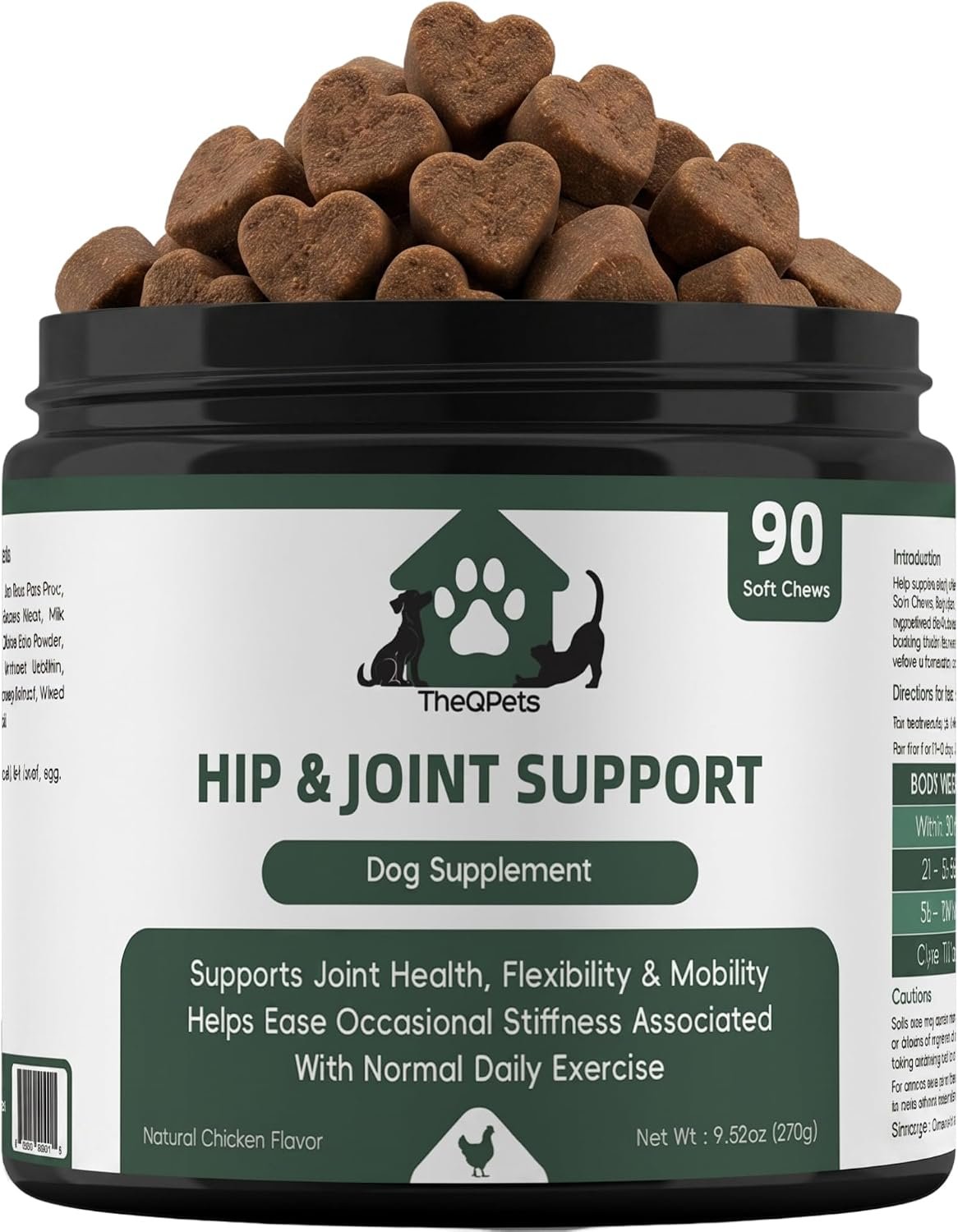 Dog Joint Supplement Chews – Glucosamine 600mg MSM 300mg Chondroitin Turmeric Green Lipped Mussel Collagen – Hip and Joint Chews for Senior & Active Dogs All Breeds – 90 Soft Chews Chicken