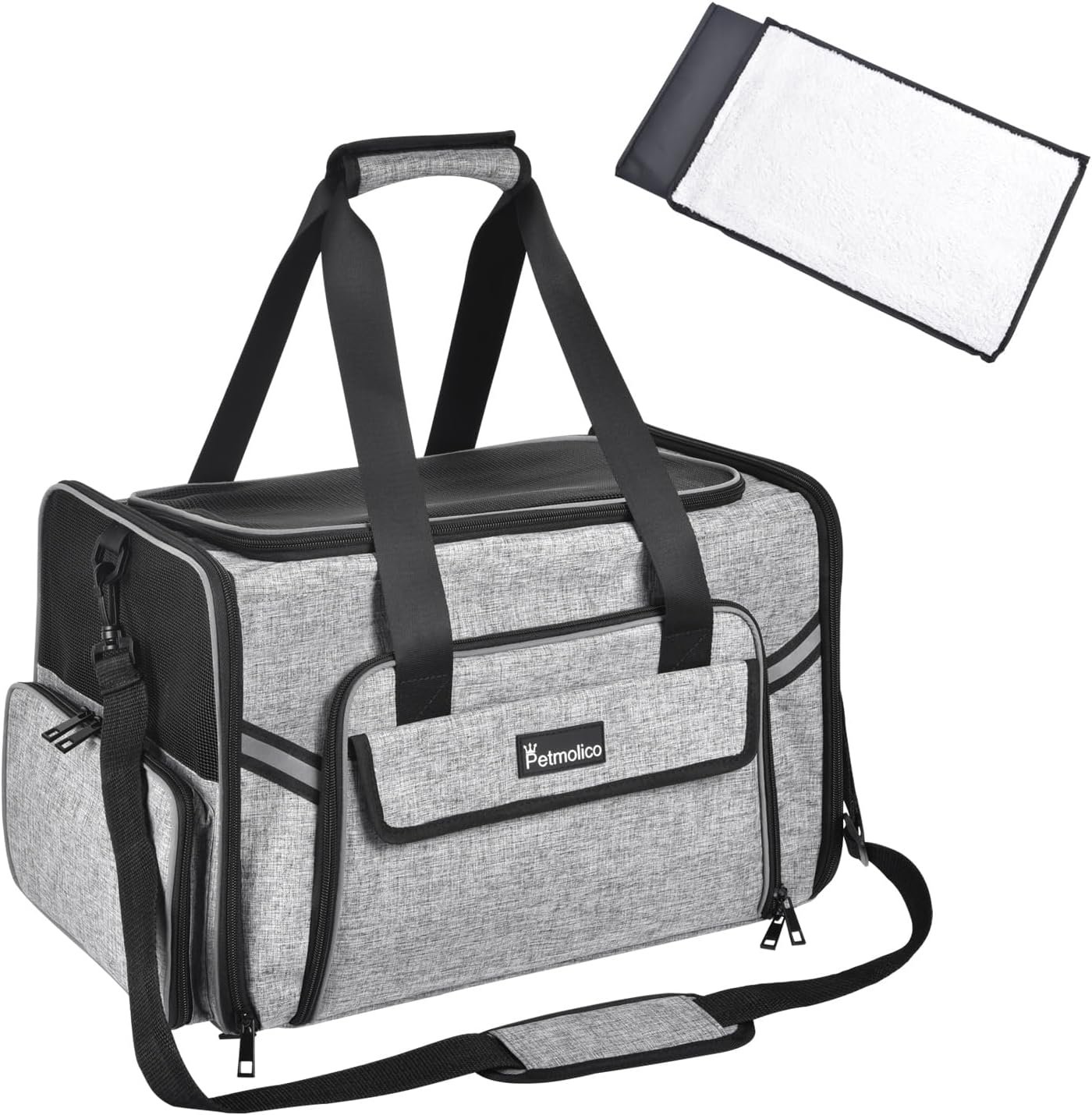 Petmolico Cat Carrier Soft-Sided Airline Approved, Medium, Grey-X862