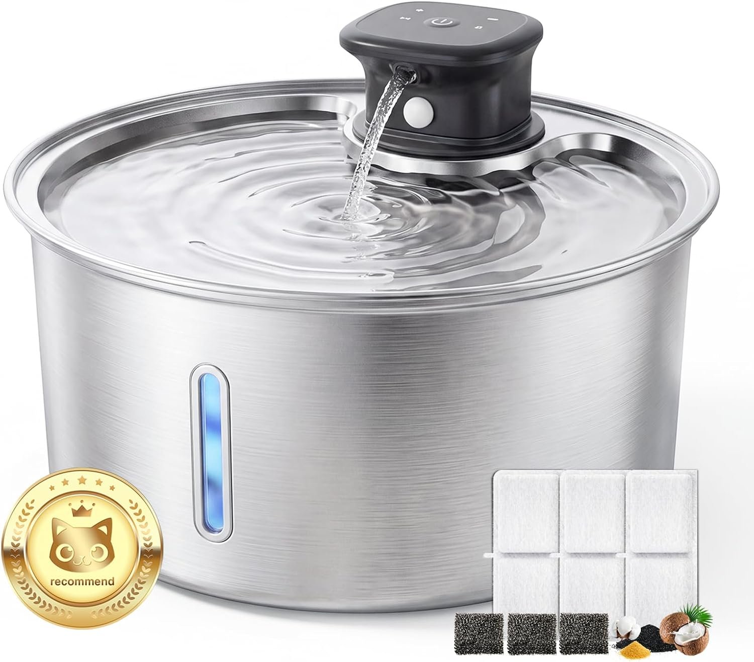 Jzlapro Wireless Cat Water Fountain,108oz Stainless Steel,Battery Operated