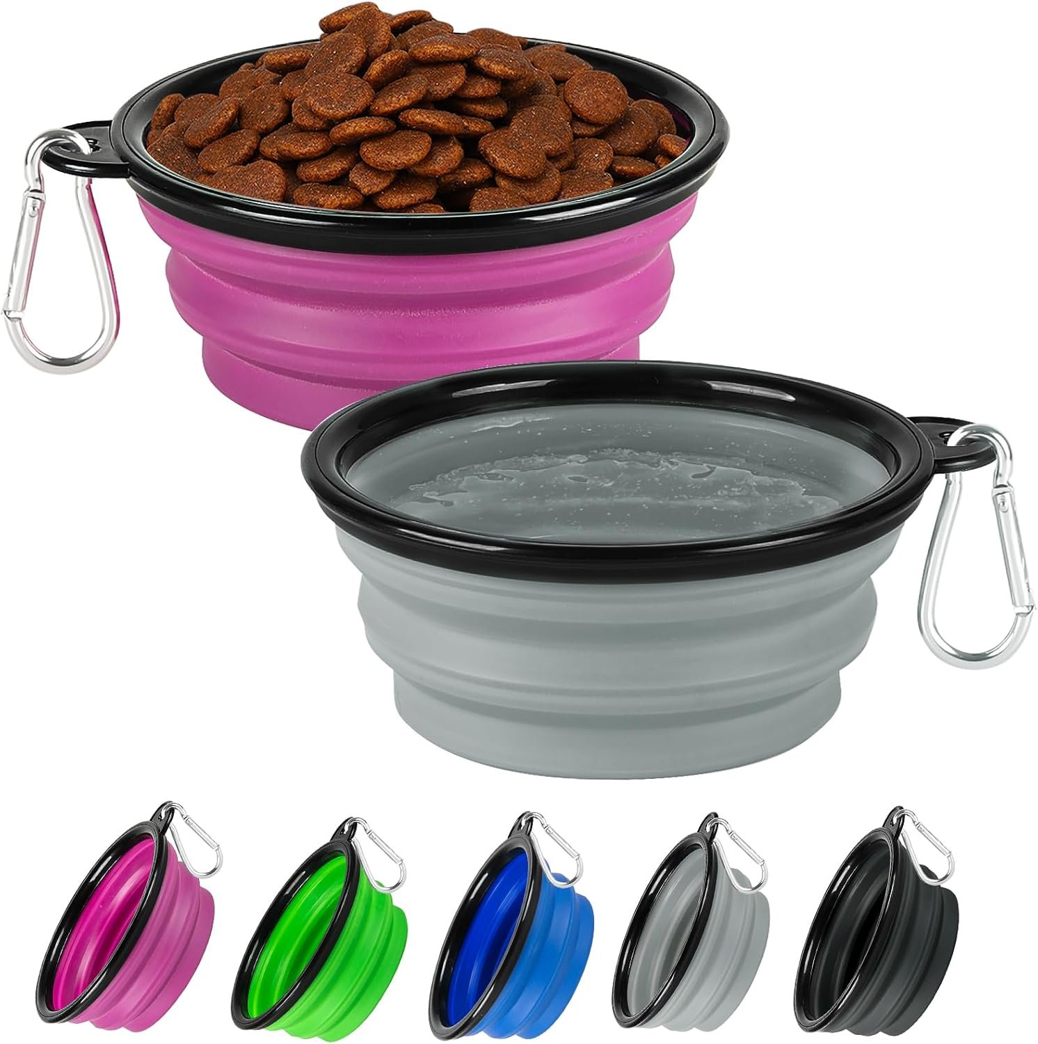 Collapsible Dog Bowl for Travel,2-Pack 12oz Pet Portable Water Food Bowls