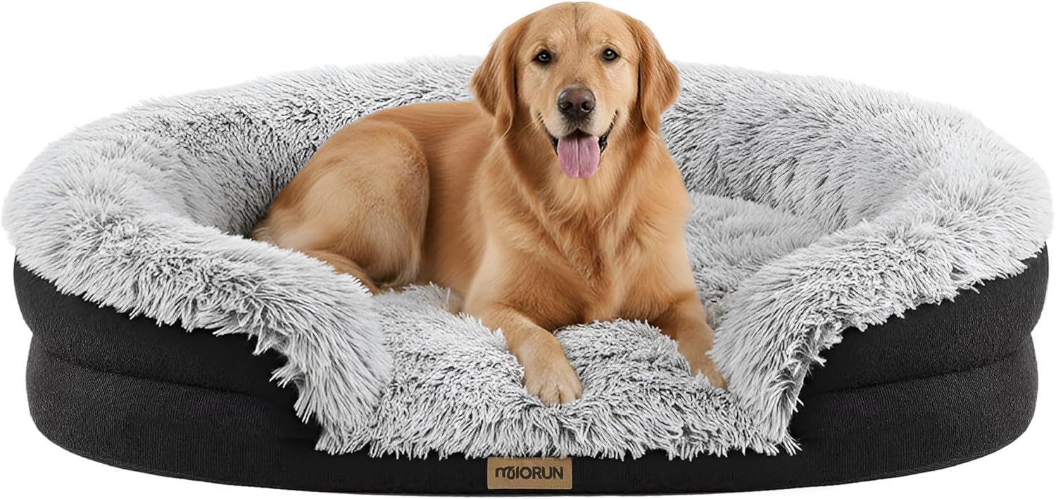 Miorun Fluffy Orthopedic Dog Beds Large Sized Dog, 43″ Bolster Sofa Bed