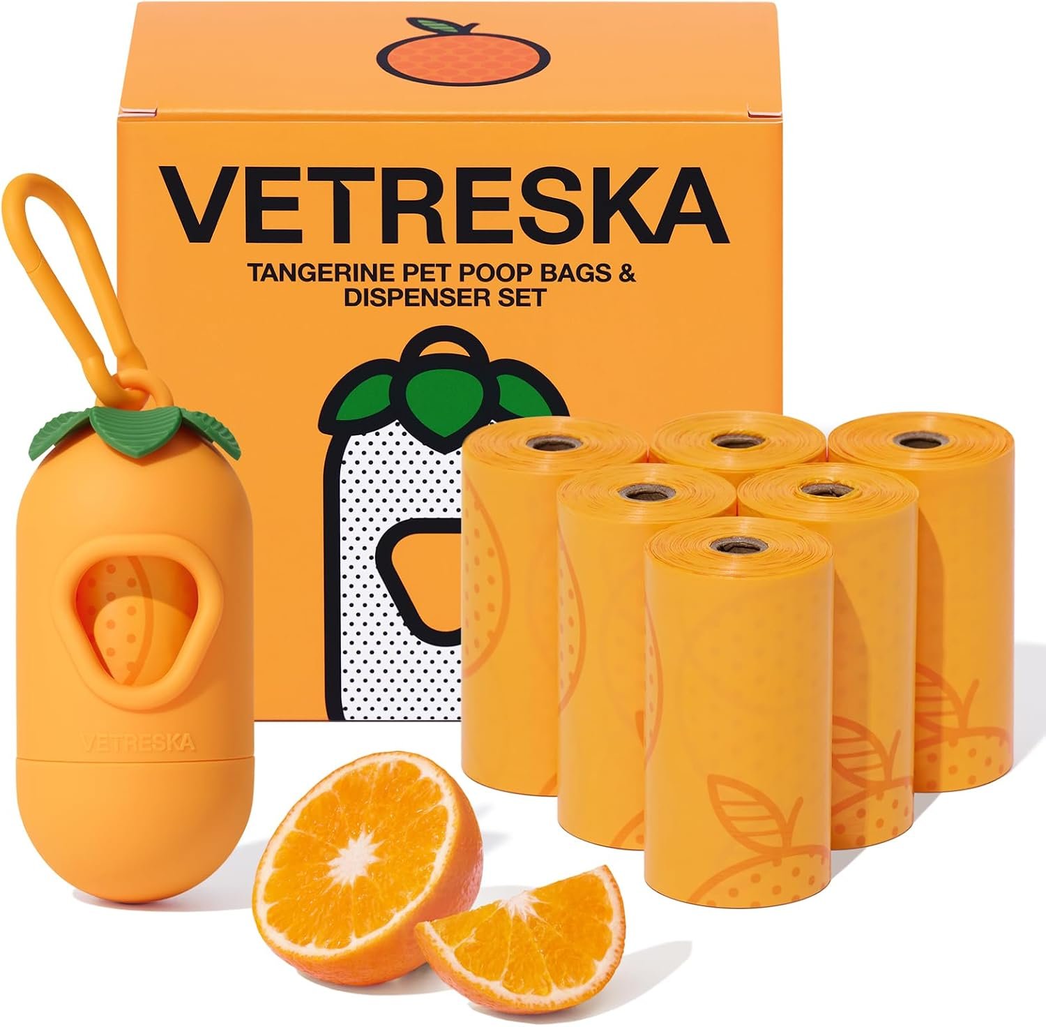 VETRESKA Dog Poop Bag Dispenser with Citrus Scented Waste Bags, 105 Counts