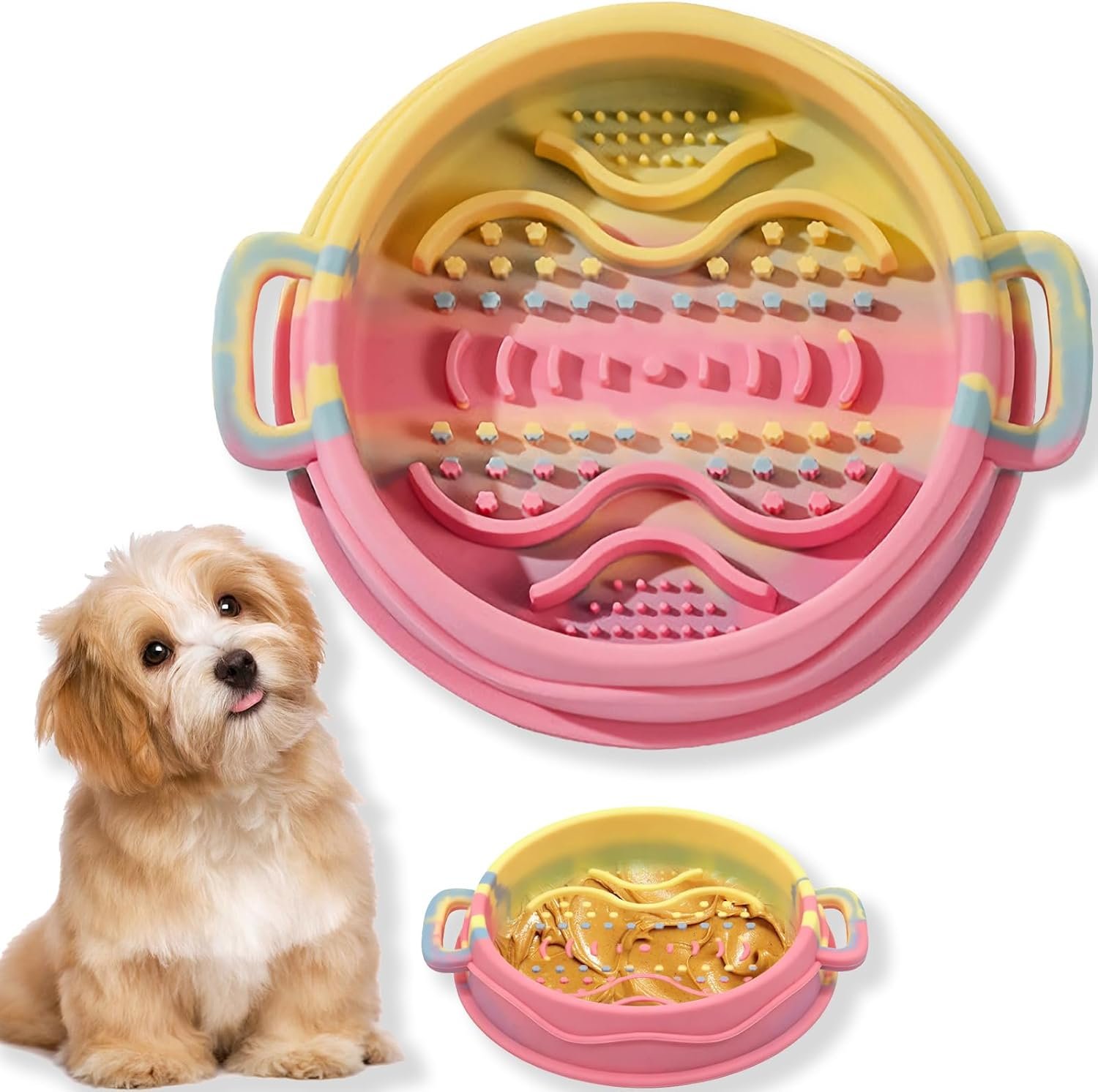 Silicone Slow Feeder Dog Bowls – Anxiety Relief Dog Lick Bowl Dog Slow Feeder Bowl for Puppy Small Dog & Cat
