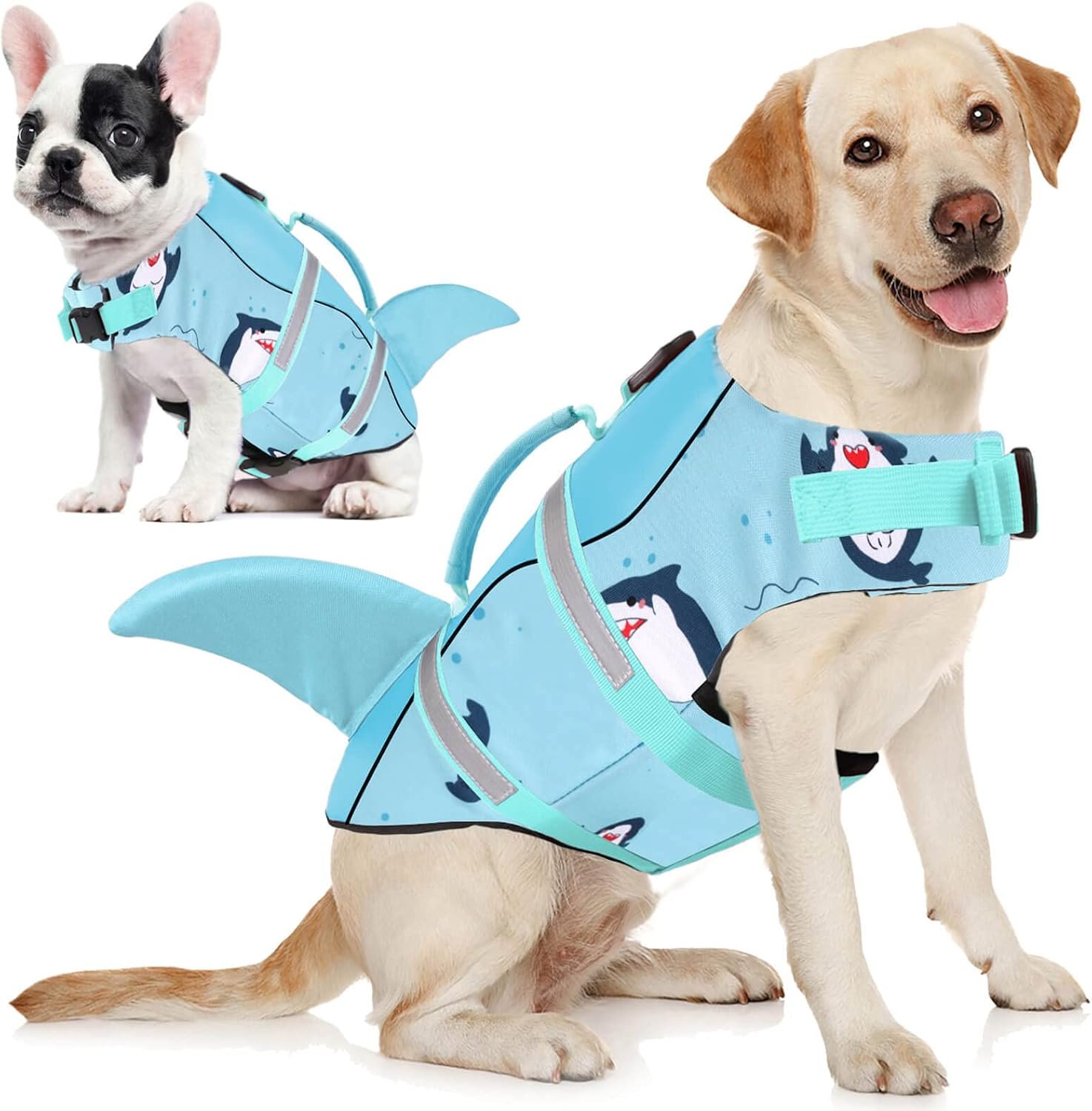 AOFITEE Dog Life Jacket Shark Medium Dog Life Vest for Swimming Boating, S