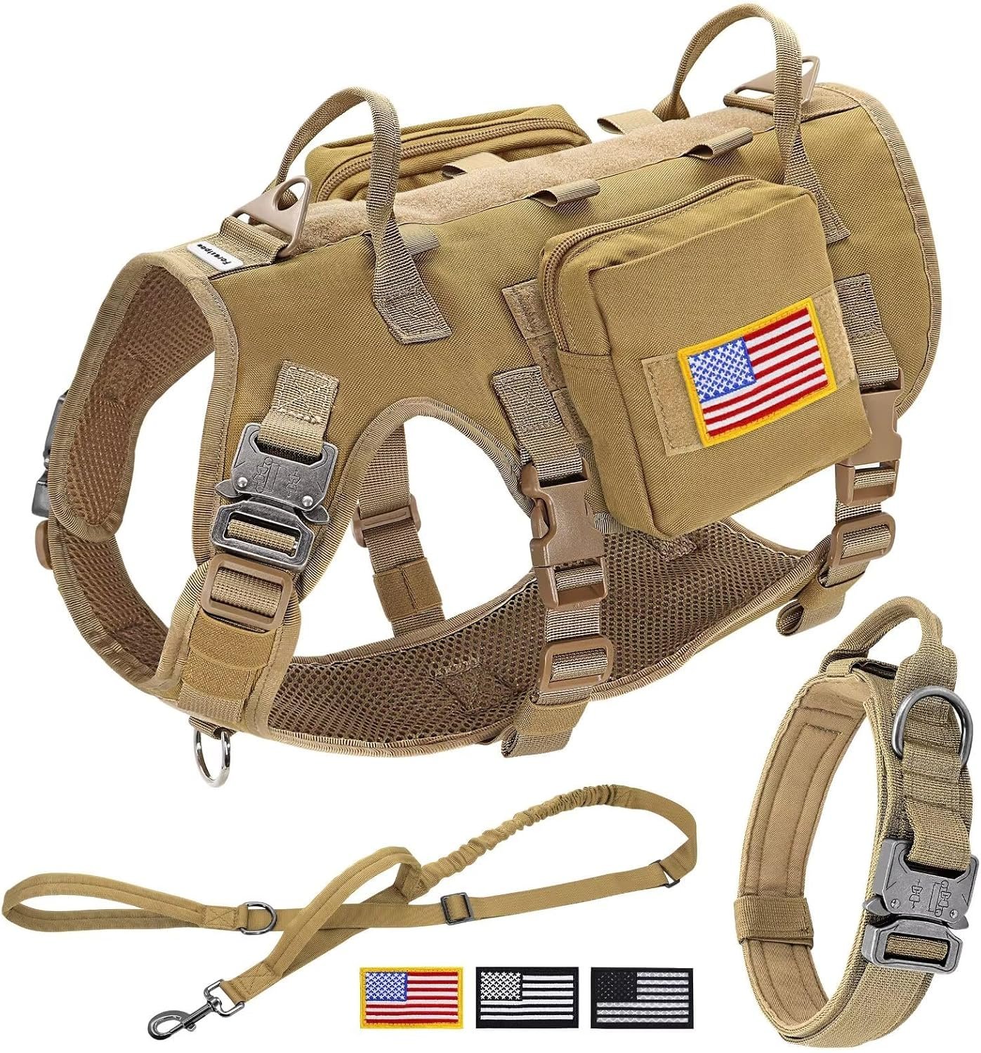 Forestpaw Tactical Dog Harness Medium Sized Dog,Military,M,Coyote Brown